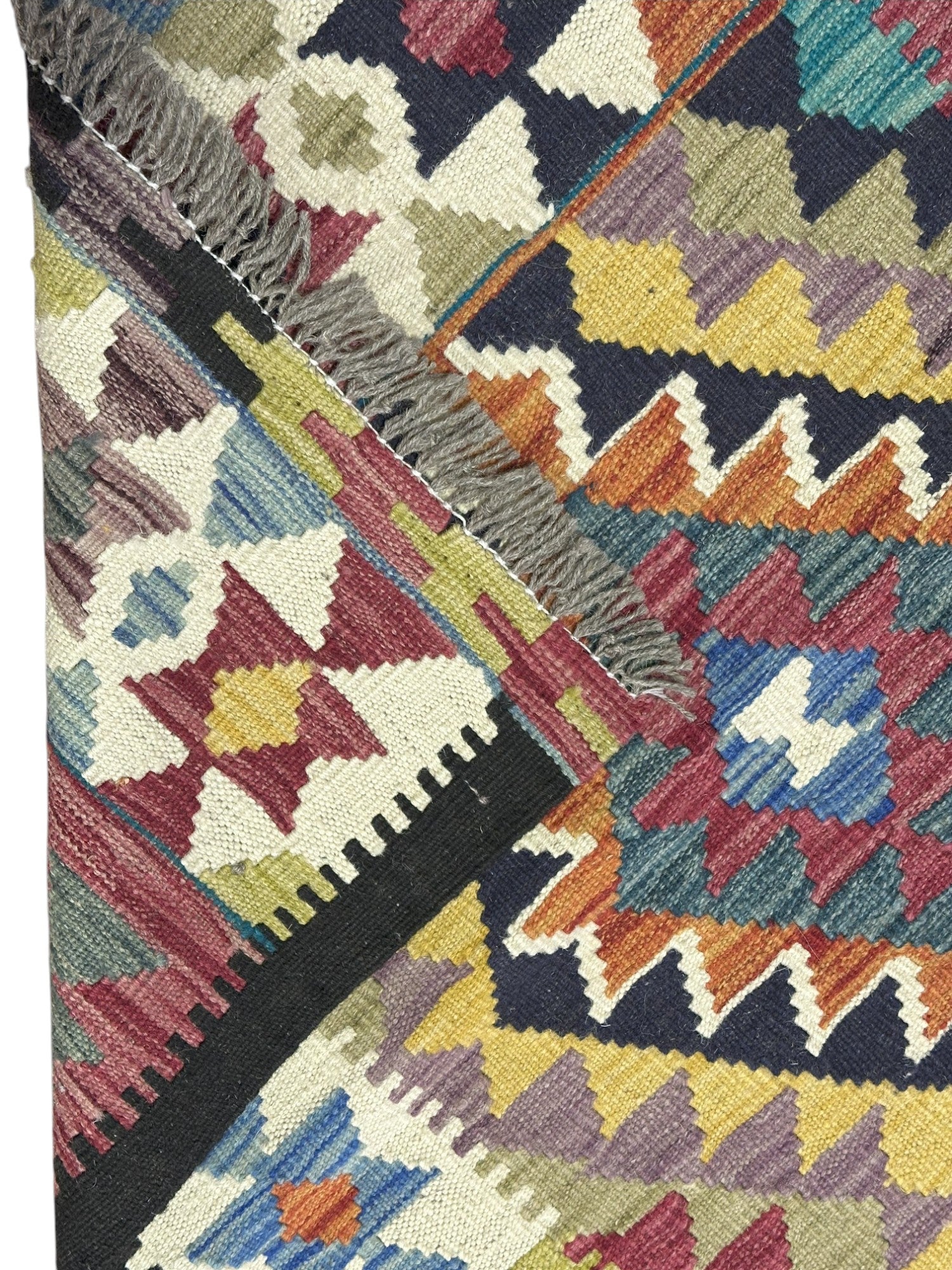 Hand-Woven Afghani Kilim Wool Rug 2'7" x 6'6"