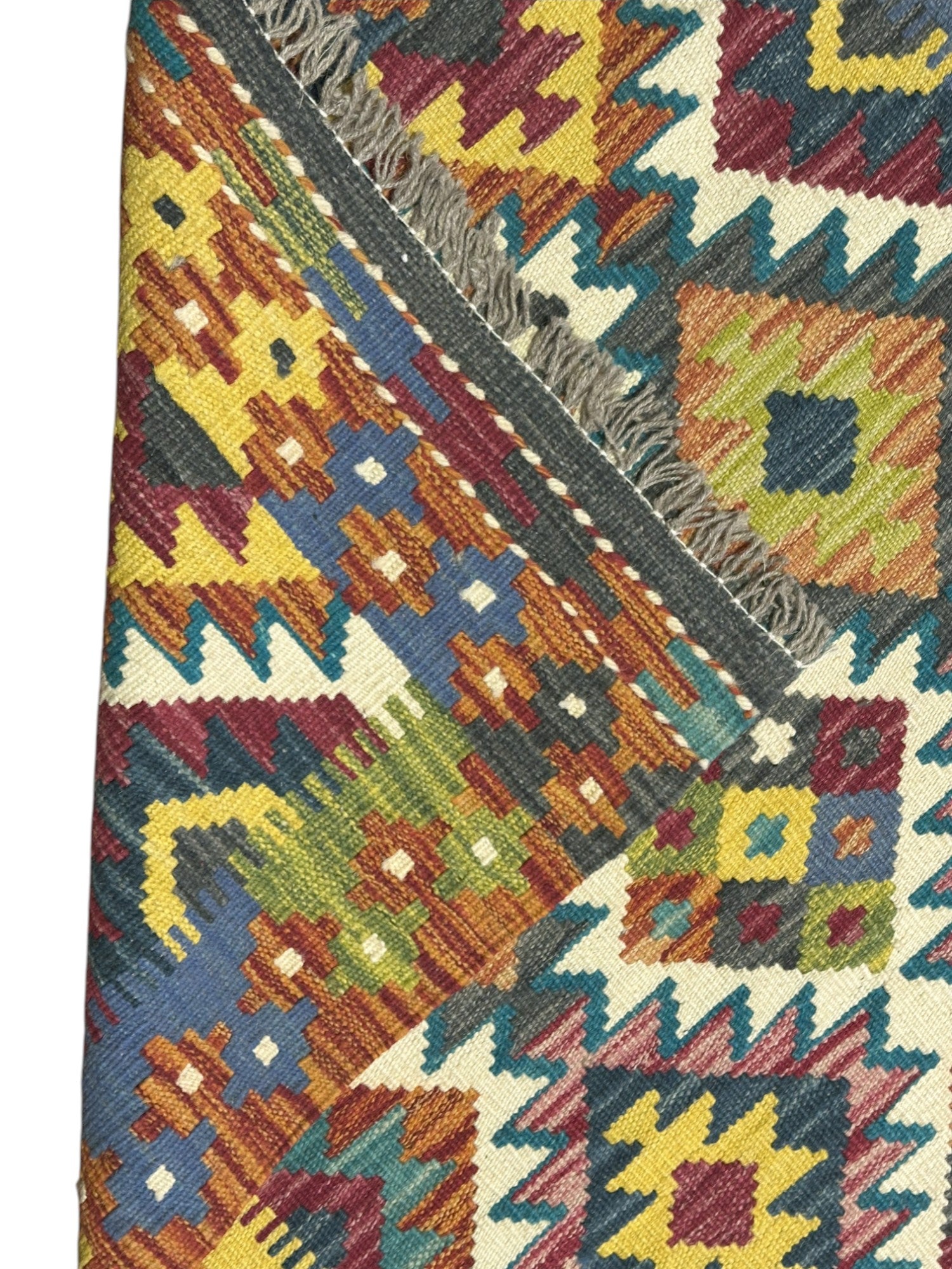 Hand-Woven Afghani Kilim Wool Rug 2'9" x 7'10"