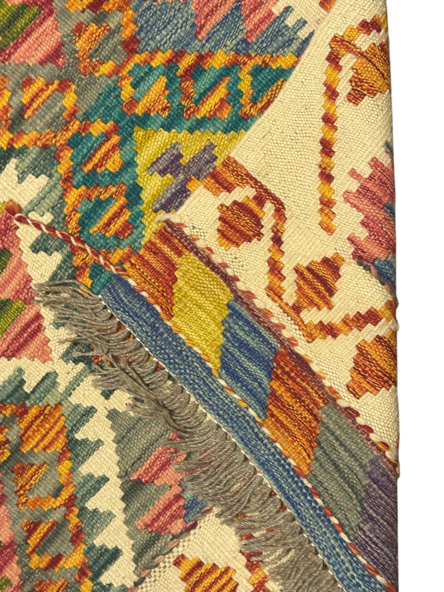 Hand-Woven Afghani Kilim Wool Rug 2'10" x 4'11"