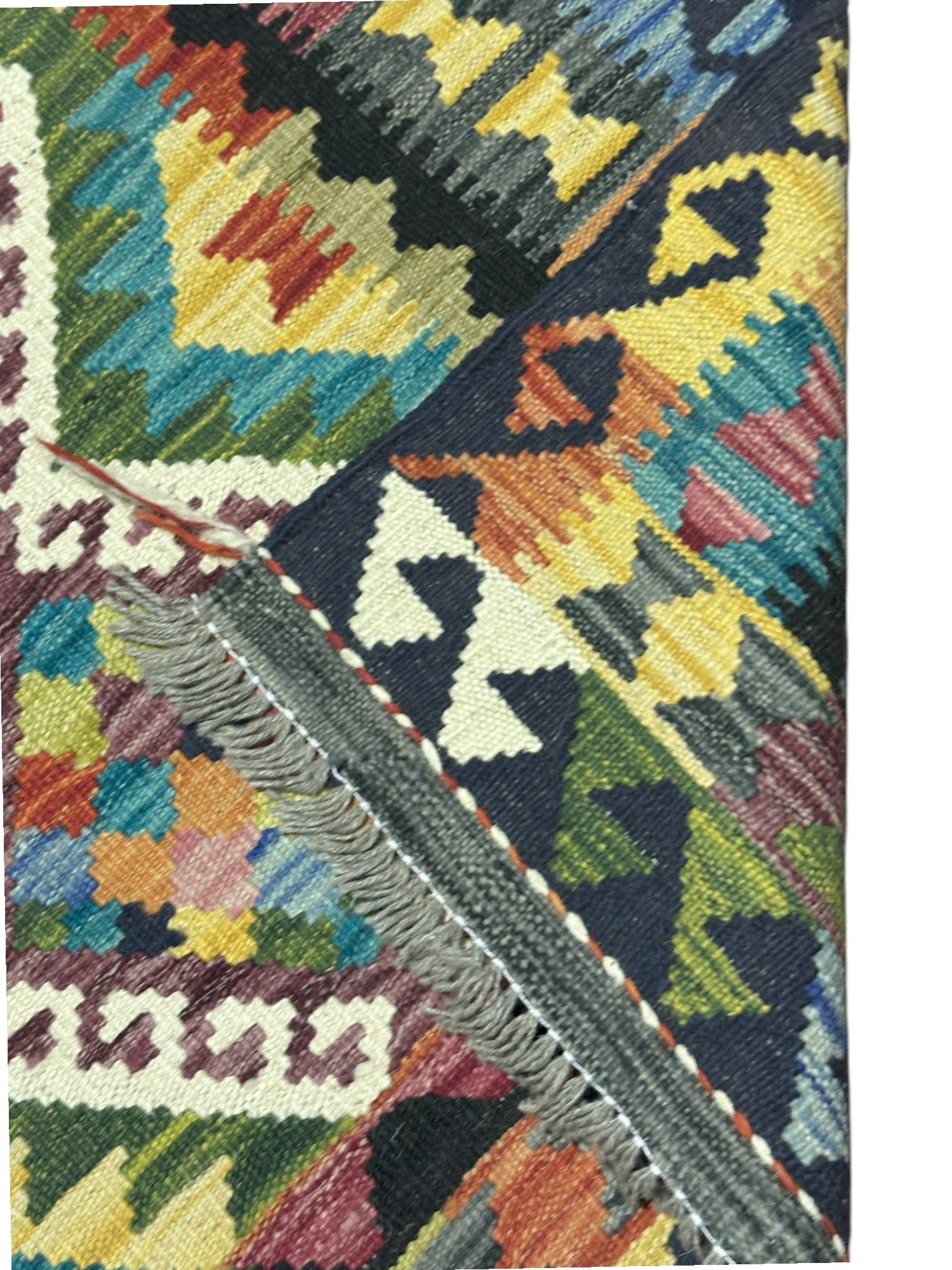 Hand-Woven Afghani Kilim Wool Rug 2'9" x 4'3"