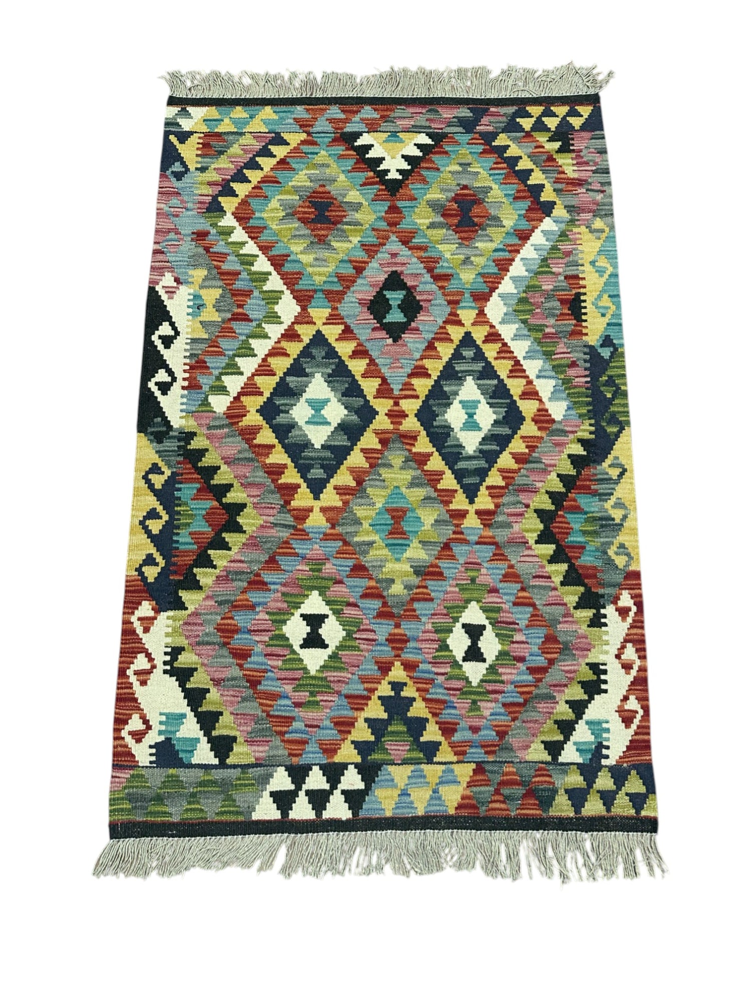 Hand-Woven Afghani Kilim Wool Rug 2'9" x 4'2"