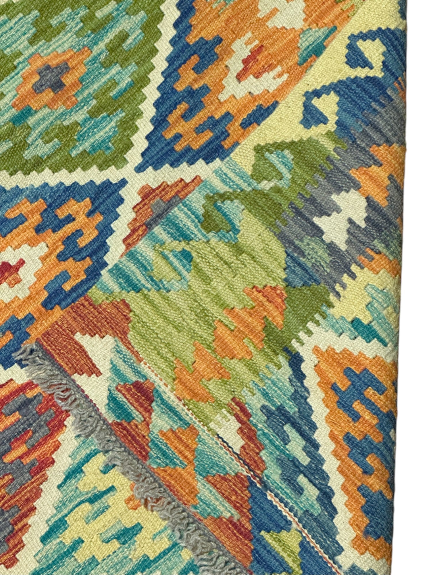 Hand-Woven Afghani Kilim Wool Rug 3'6" x 3'11"