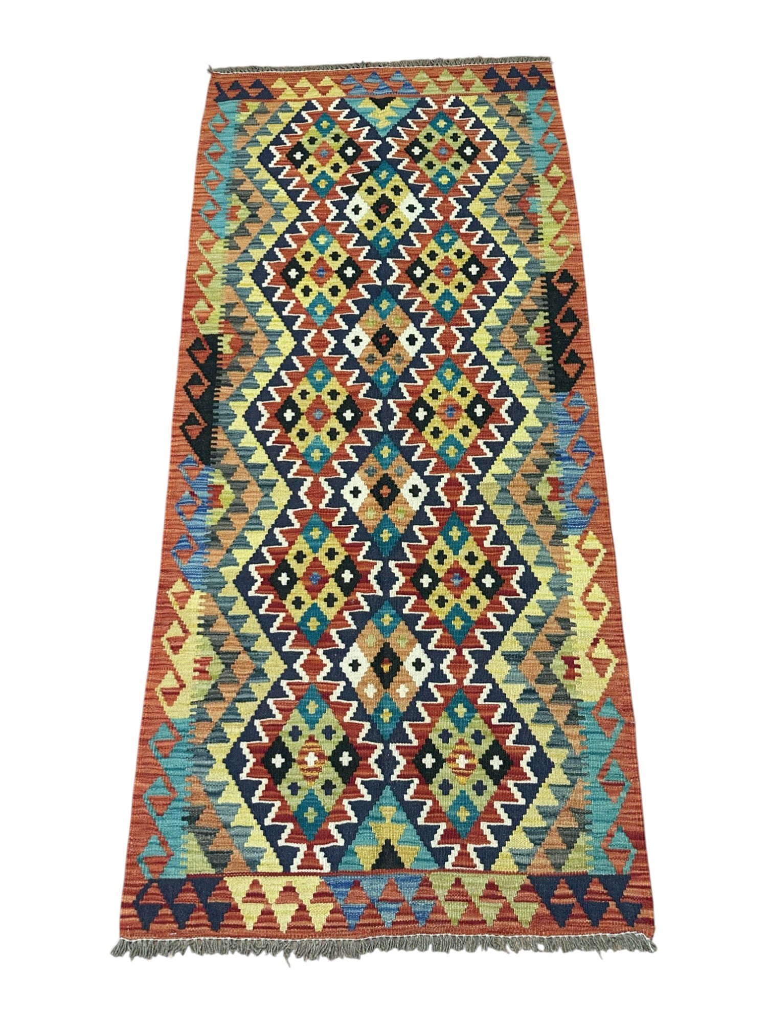 Hand-Woven Afghani Kilim Wool Rug 2'11" x 6'7"