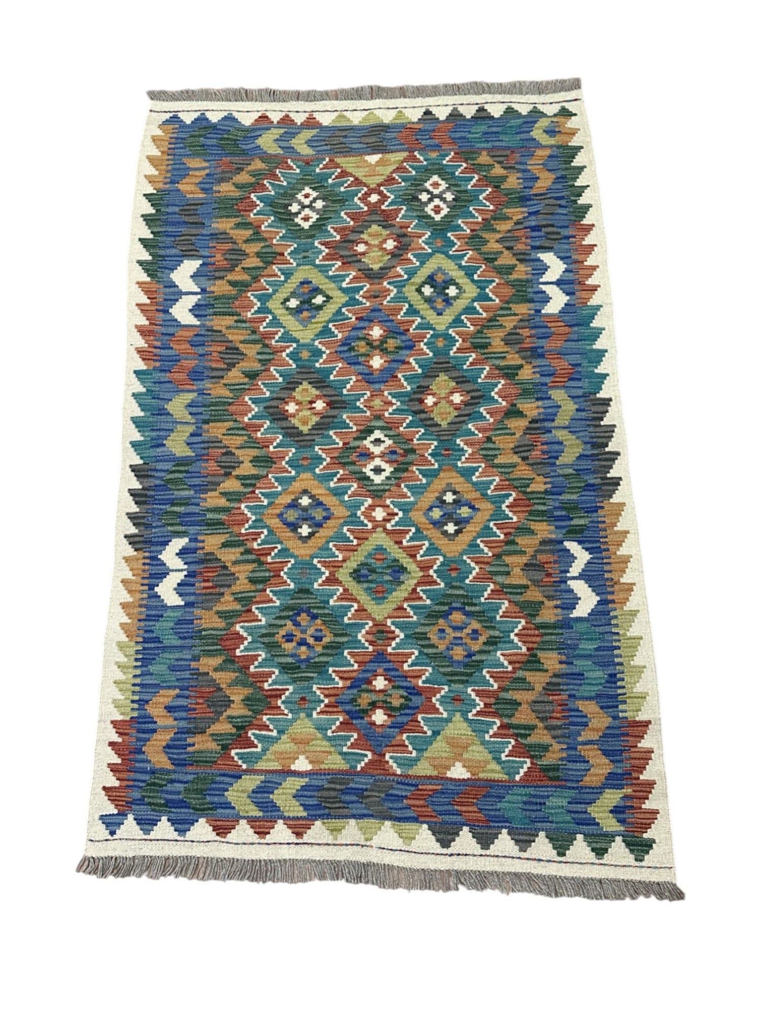 Hand-Woven Afghani Kilim Wool Rug 3'2" x 5'