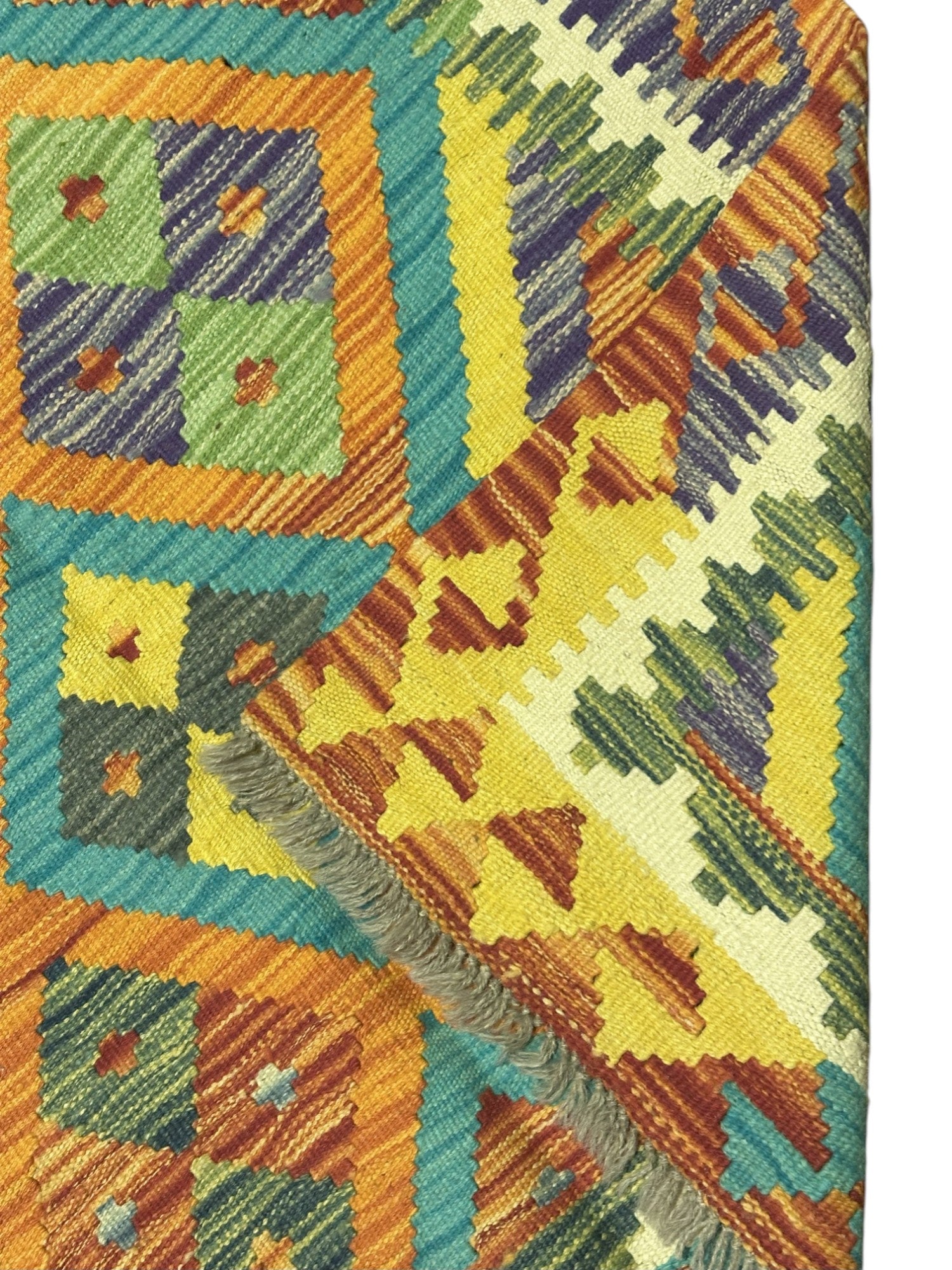 Hand-Woven Afghani Kilim Wool Rug 3'2" x 5'1"