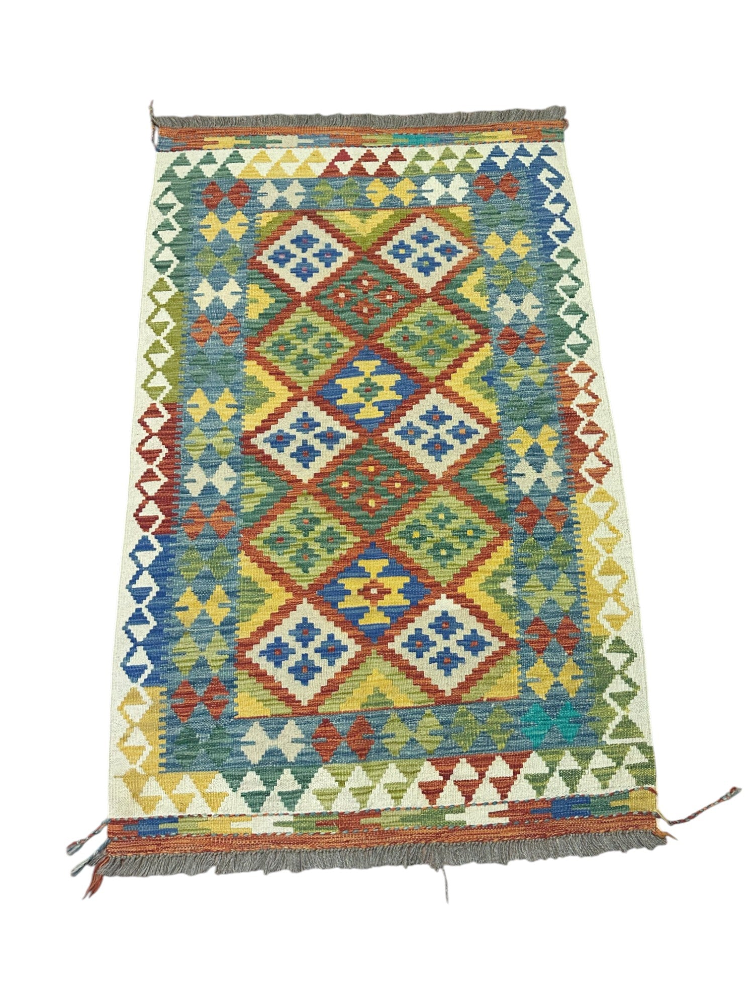Hand-Woven Afghani Kilim Wool Rug 3'5" x 5'4"
