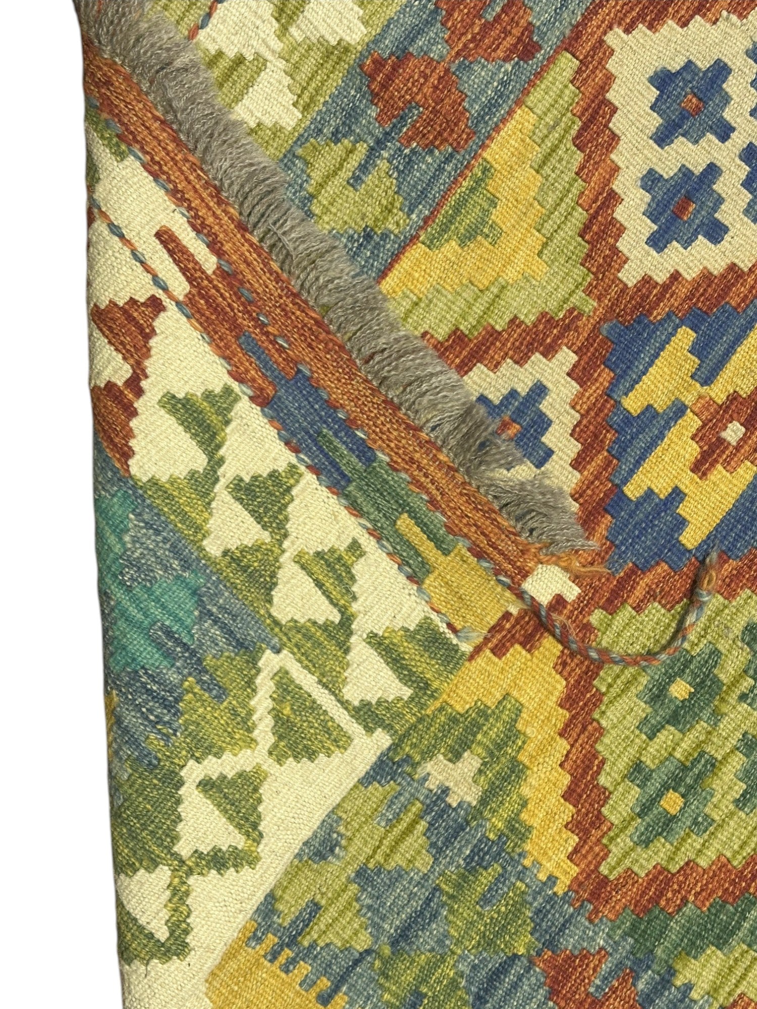 Hand-Woven Afghani Kilim Wool Rug 3'5" x 5'4"