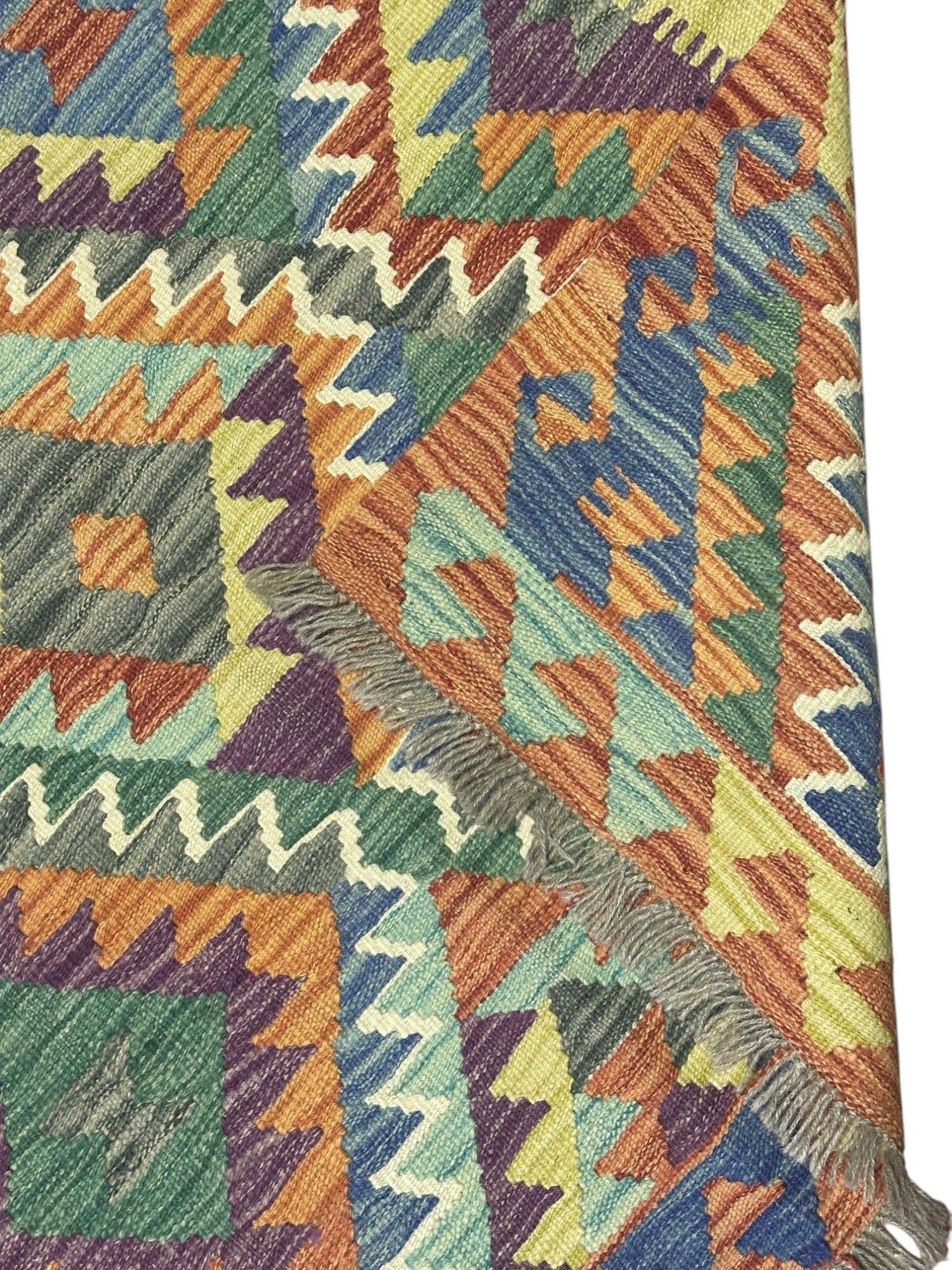 Hand-Woven Afghani Kilim Wool Rug 3'5" x 4'9"