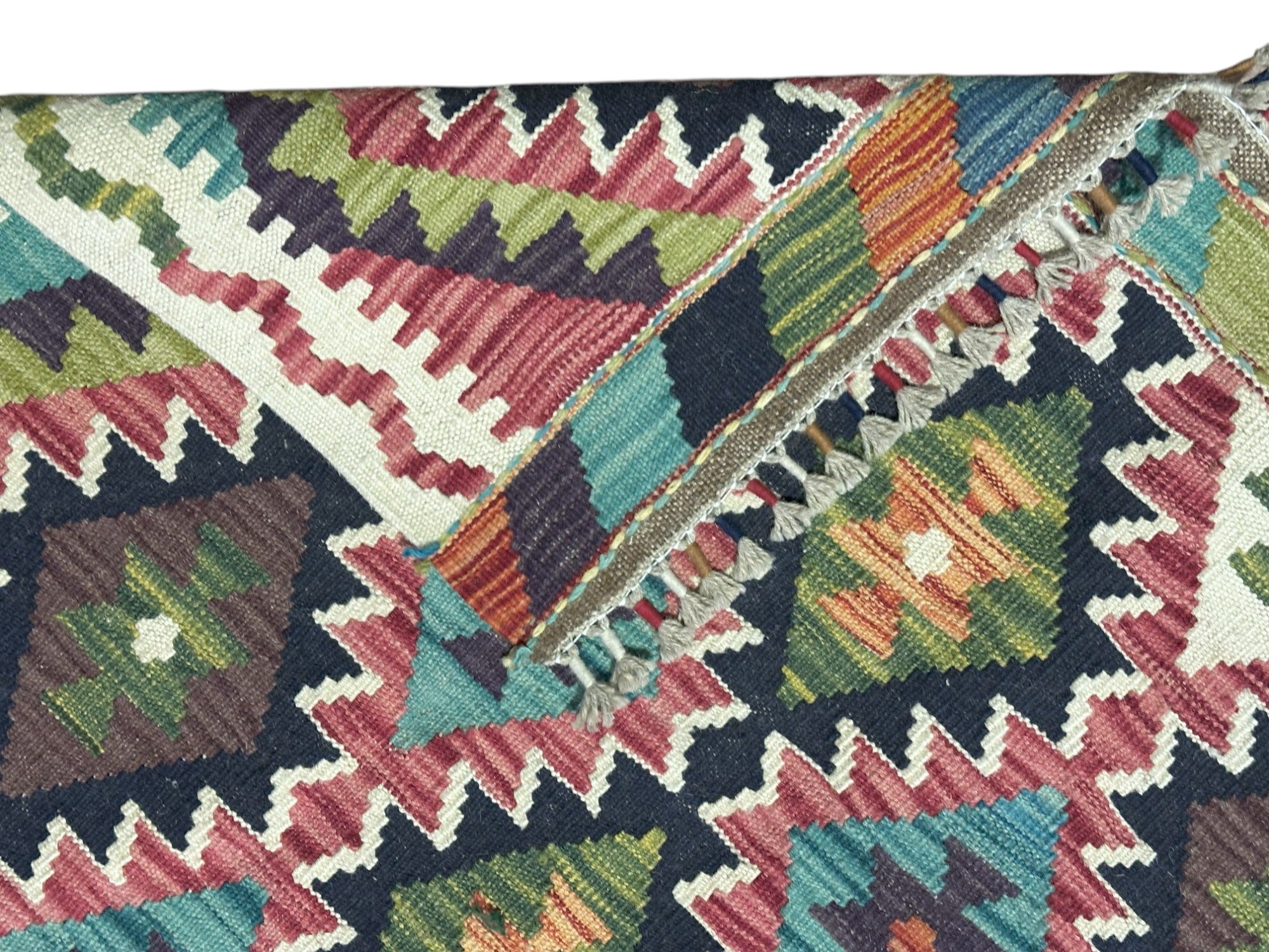 Hand-Woven Afghani Kilim Wool Rug 3'6" x 5'1"