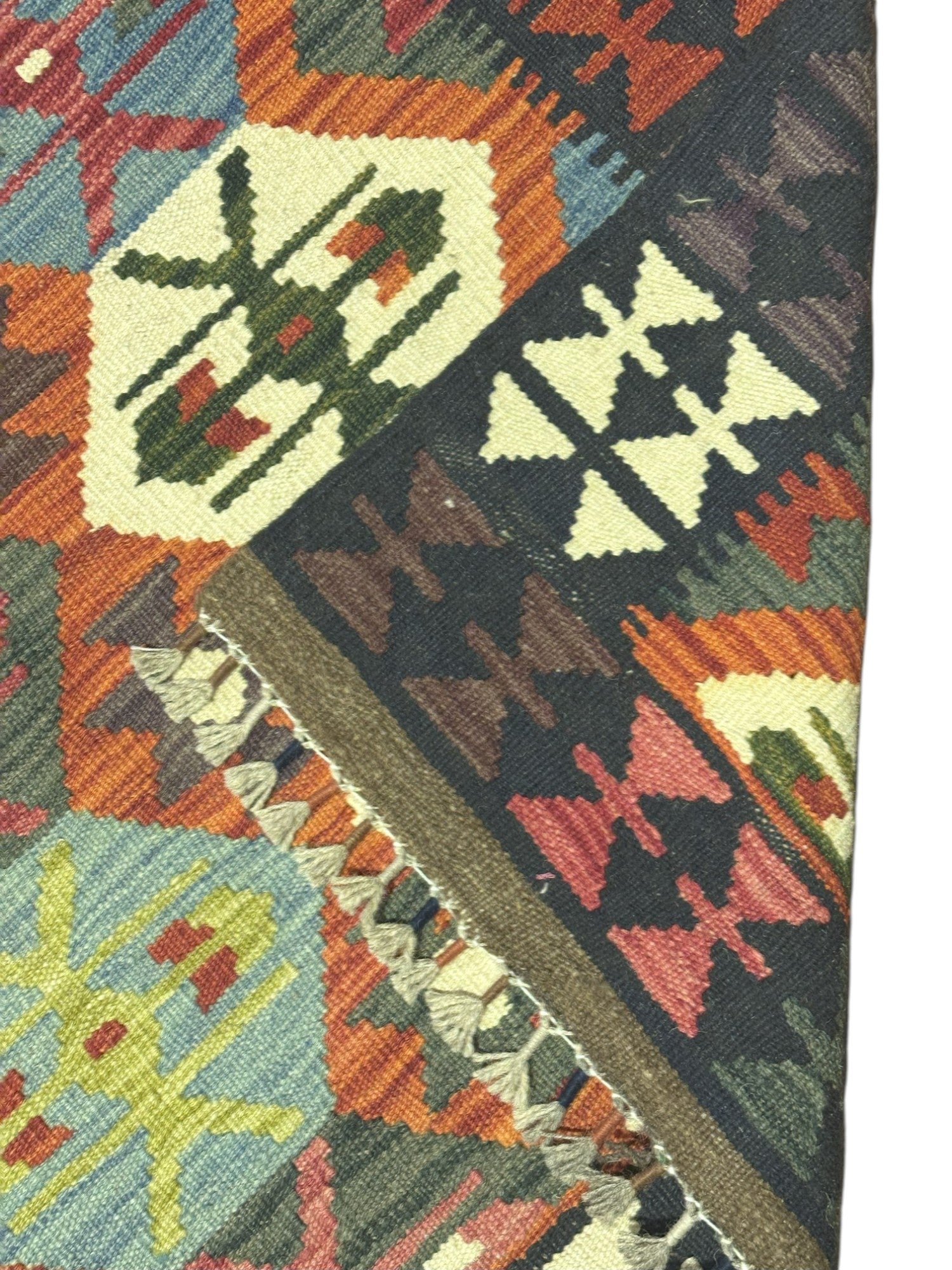 Hand-Woven Afghani Kilim Wool Rug 3'6" x 4'10"