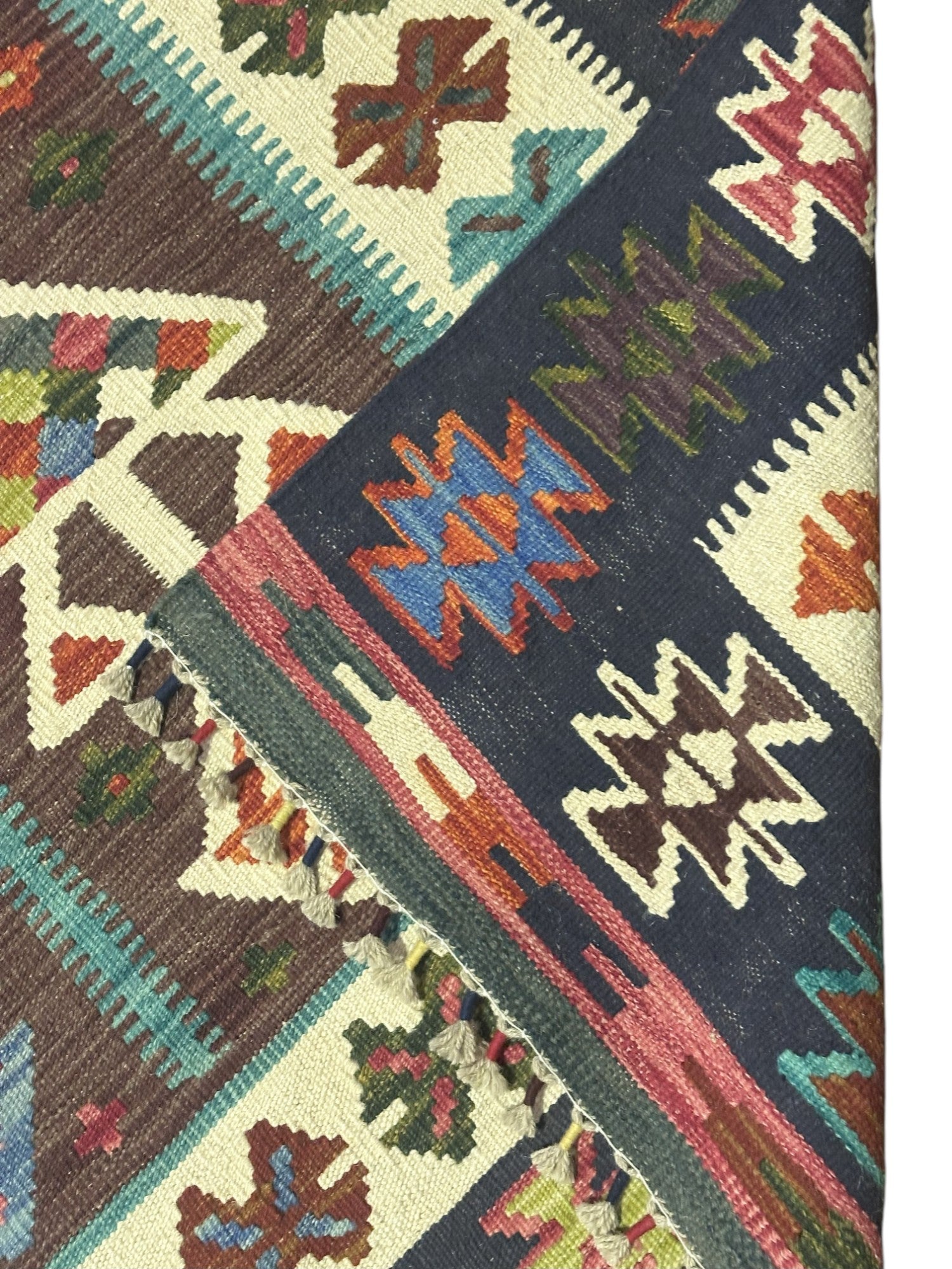 Hand-Woven Afghani Kilim Wool Rug 5'9" x 8'6"