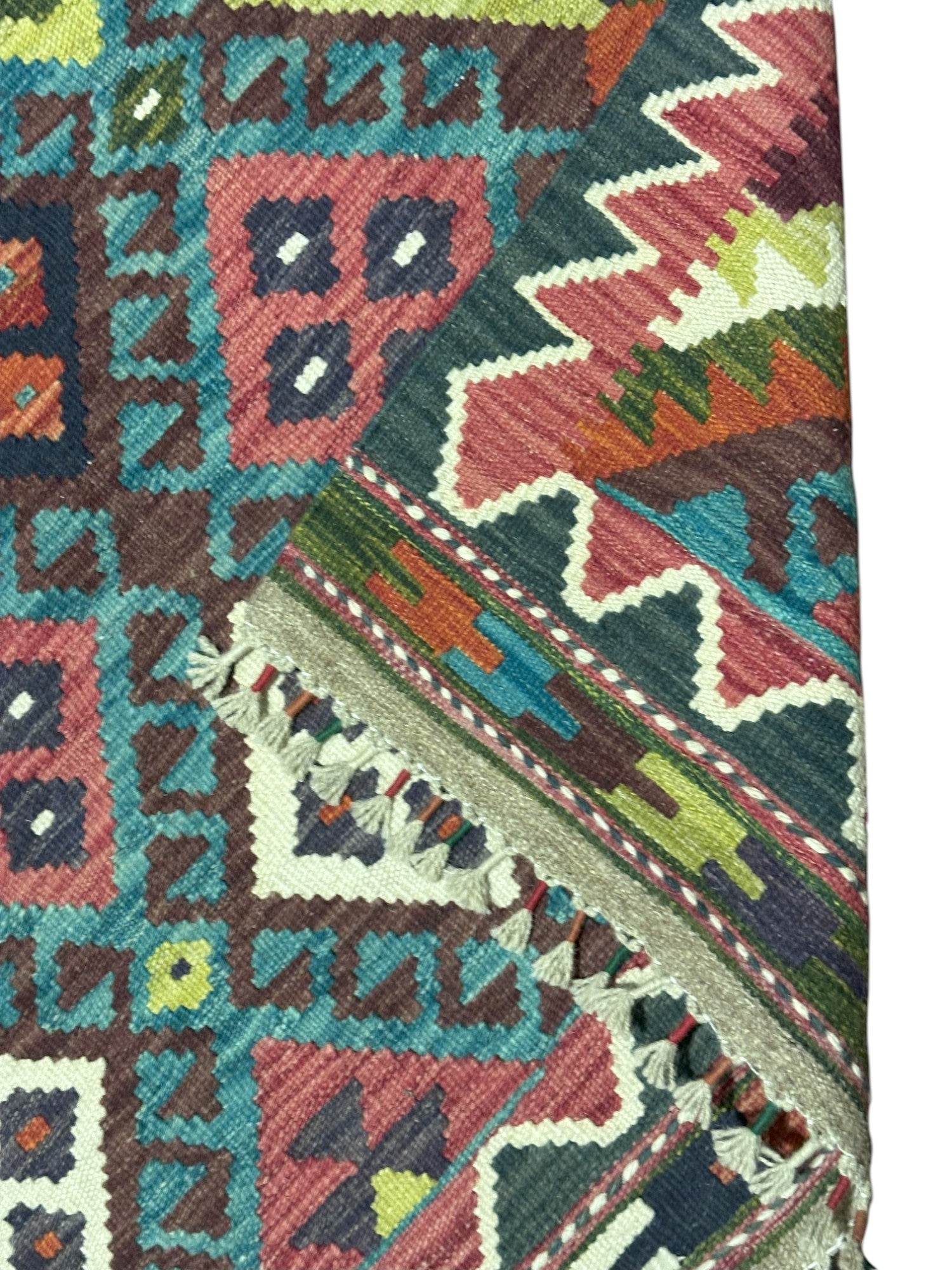 Hand-Woven Afghani Kilim Wool Rug 4'3" x 6'