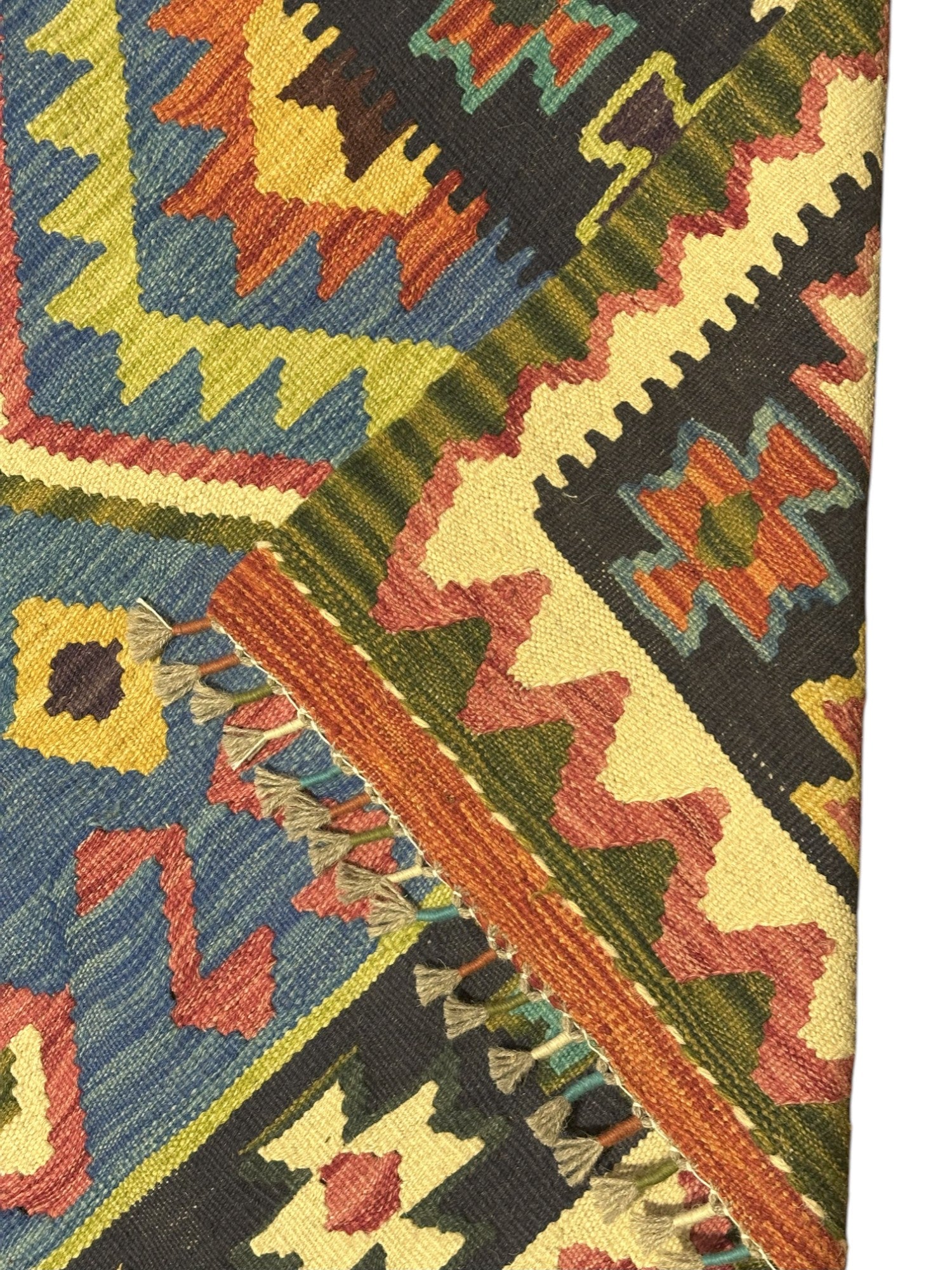 Hand-Woven Afghani Kilim Wool Rug 4'11" x 6'7"