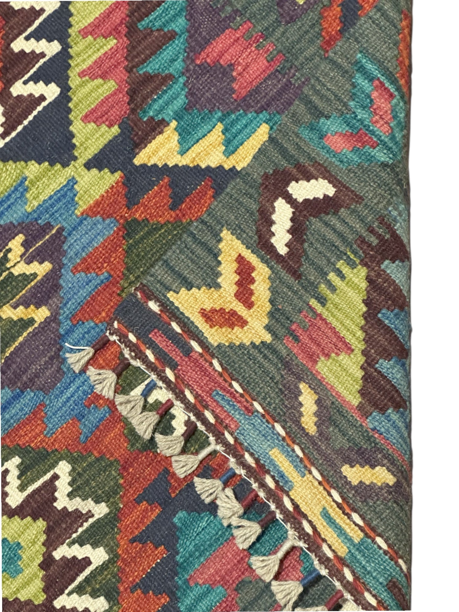Hand-Woven Afghani Kilim Wool Rug 2'11" x 4'1"