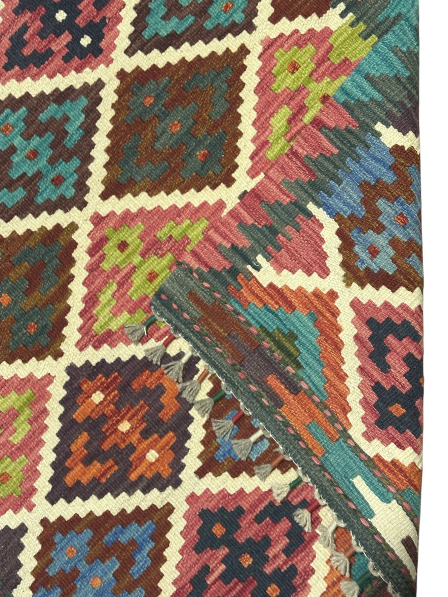 Hand-Woven Afghani Kilim Wool Rug 2'9" x 4'