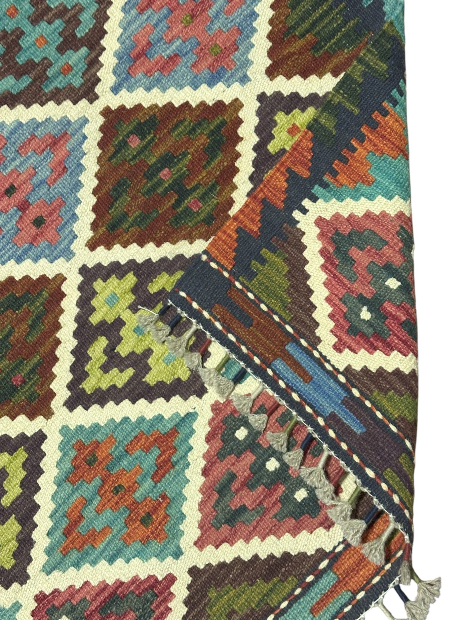 Hand-Woven Afghani Kilim Wool Rug 2'10" x 3'11"