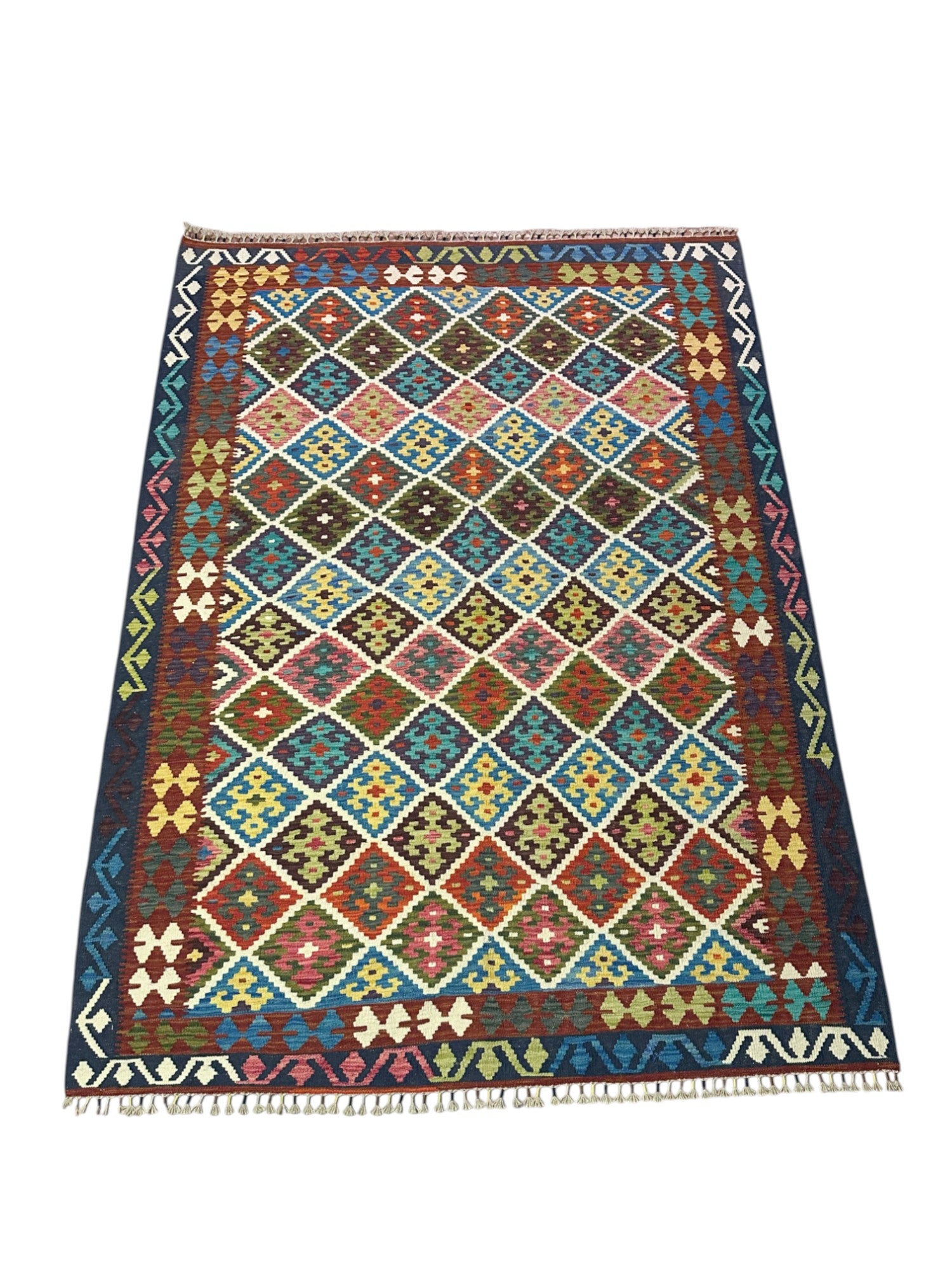 Hand-Woven Afghani Kilim Wool Rug 6' x 8'6"