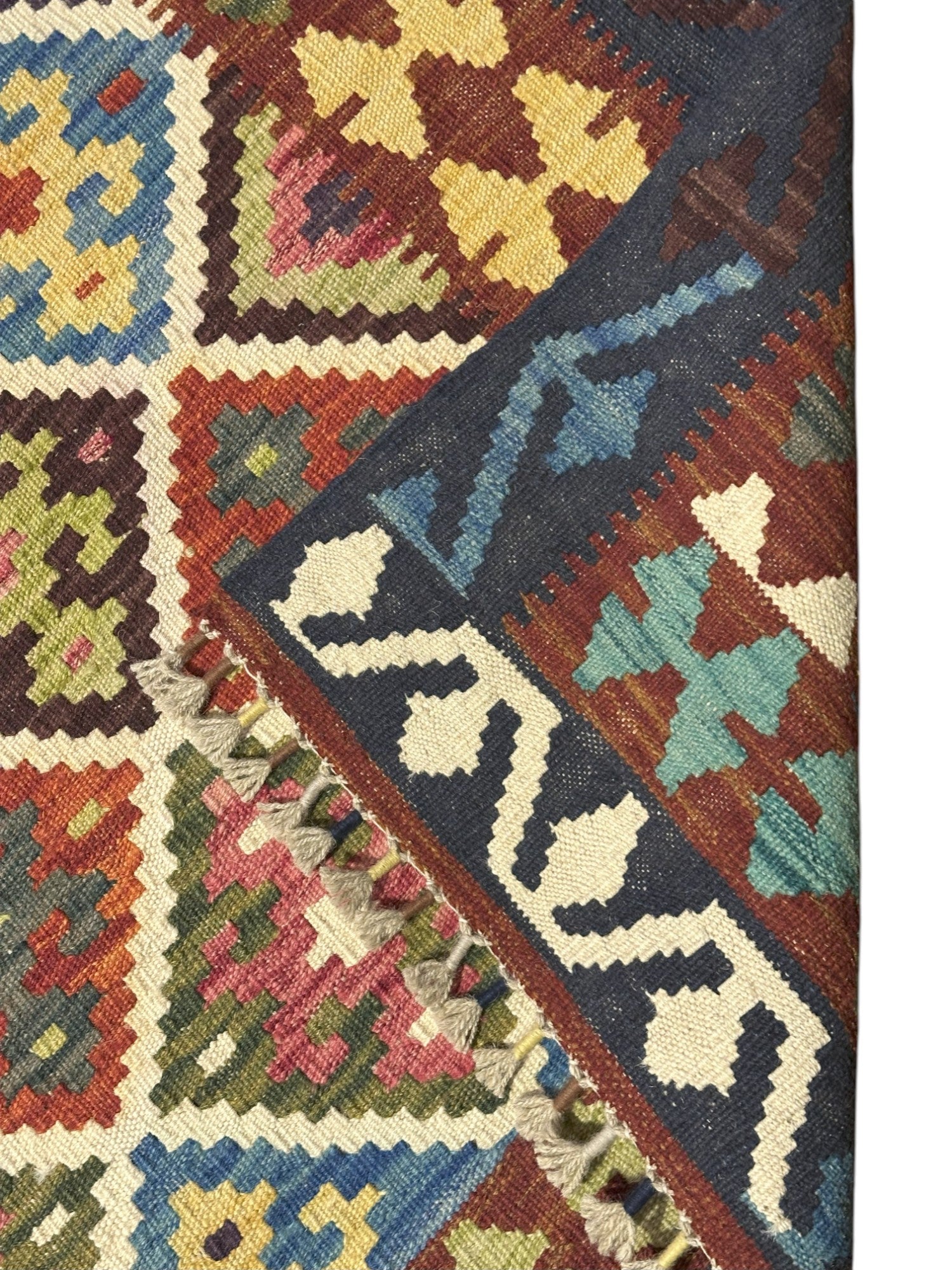 Hand-Woven Afghani Kilim Wool Rug 6' x 8'6"