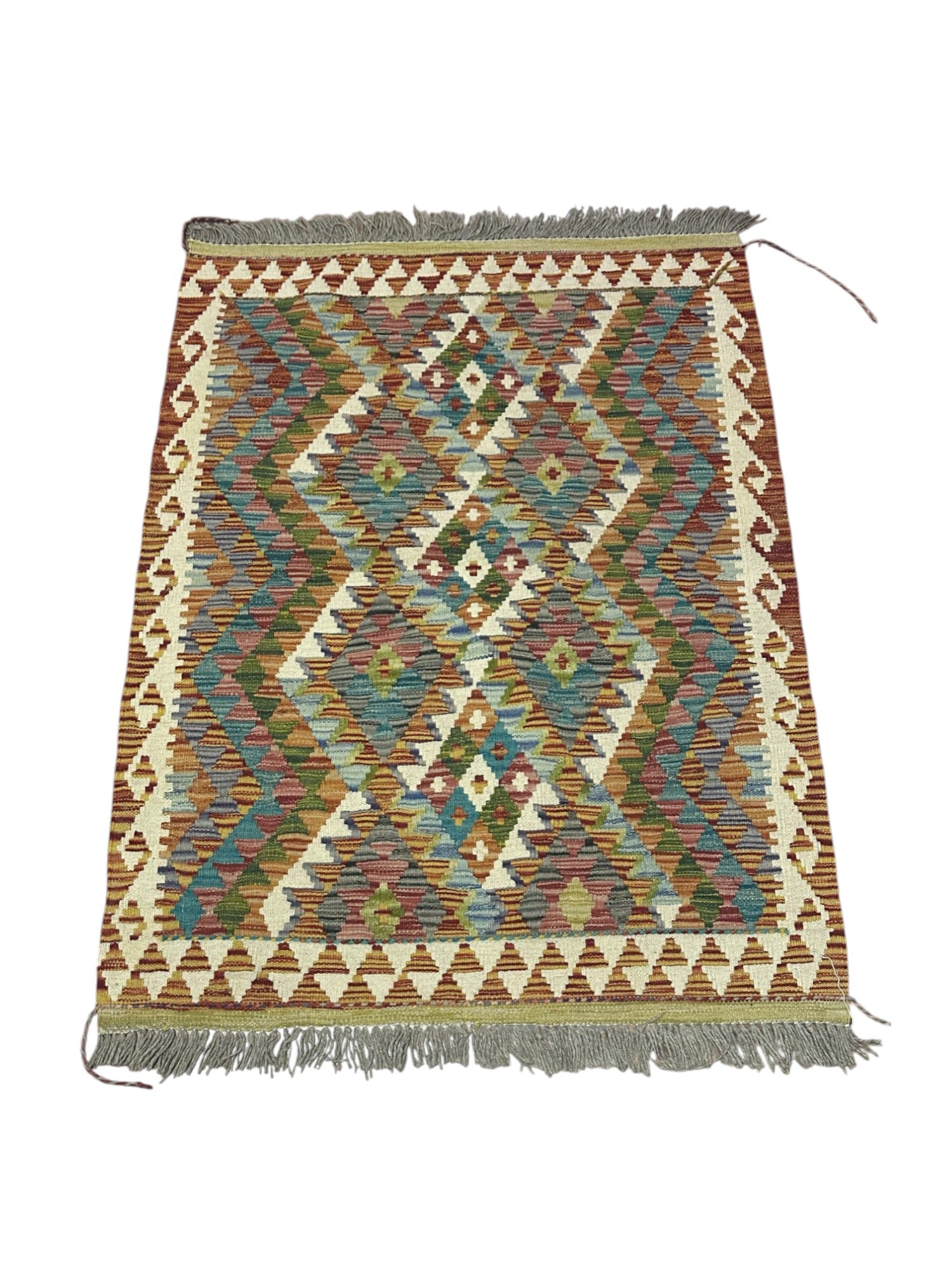 Hand-Woven Afghani Kilim Wool Rug 2'10" x 3'9"