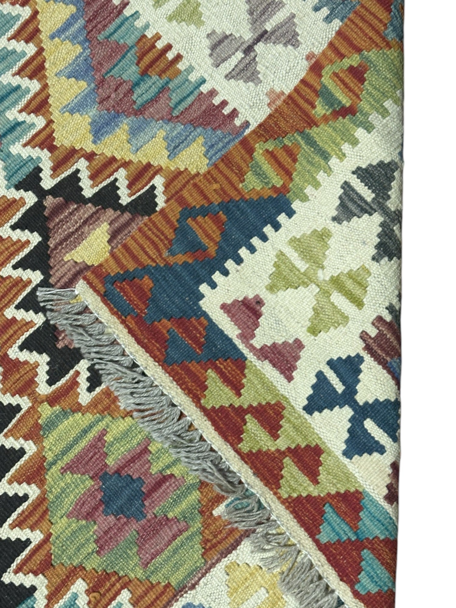 Hand-Woven Afghani Kilim Wool Rug 4'11" x 6'10"