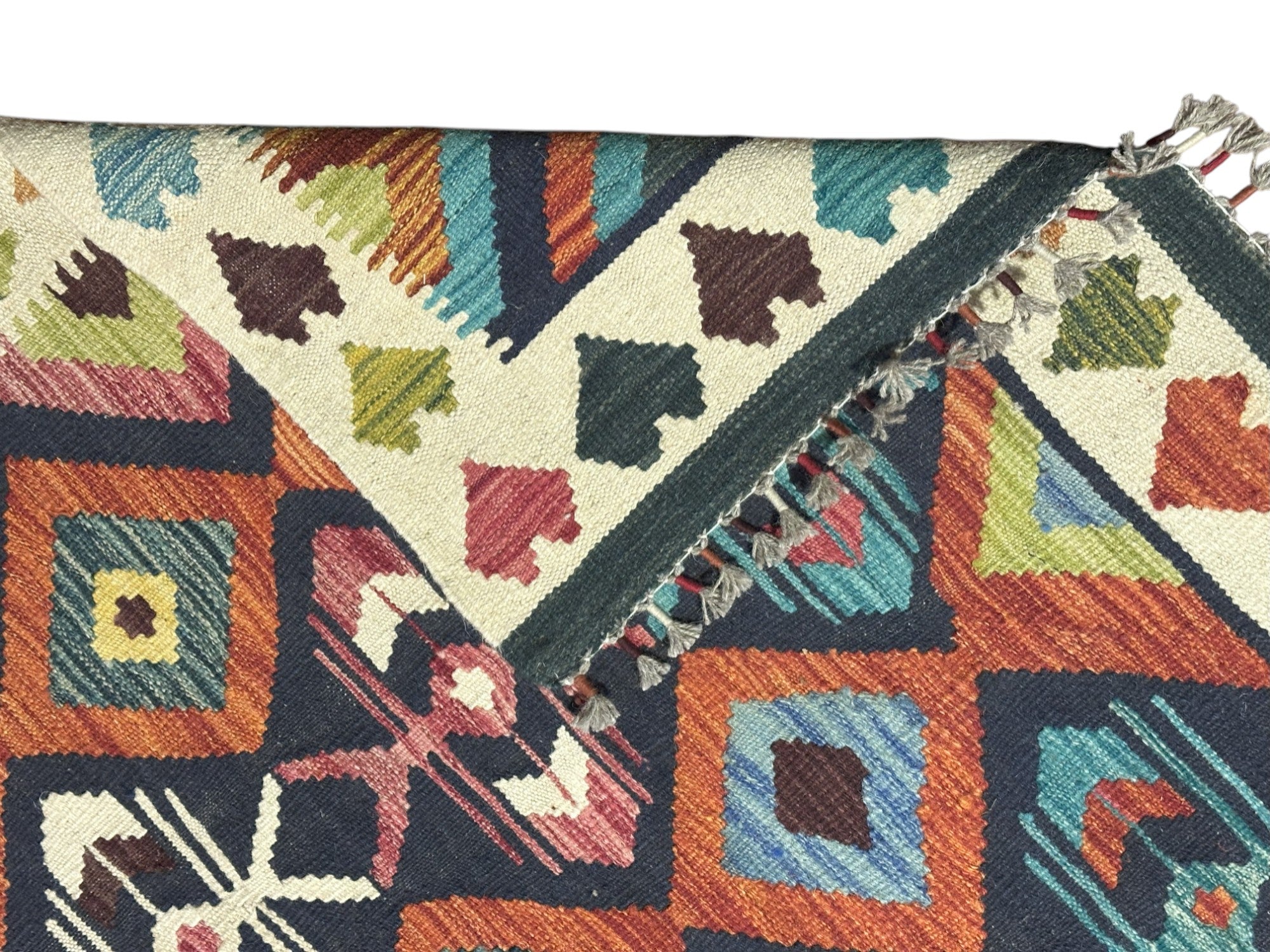 Hand-Woven Afghani Kilim Wool Rug 6'4" x 9'10"