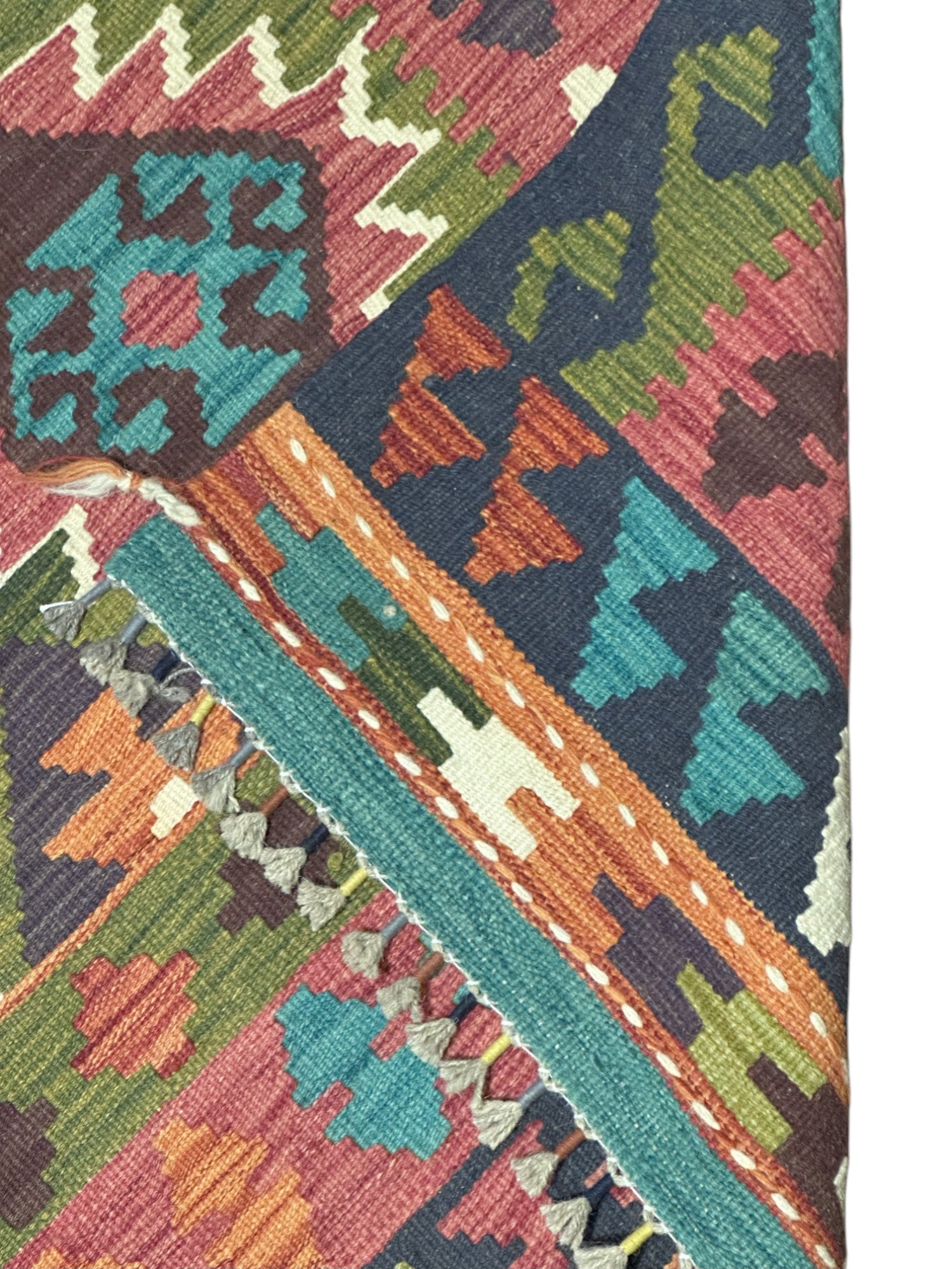 Hand-Woven Afghani Kilim Wool Rug 3'5" x 4'10"