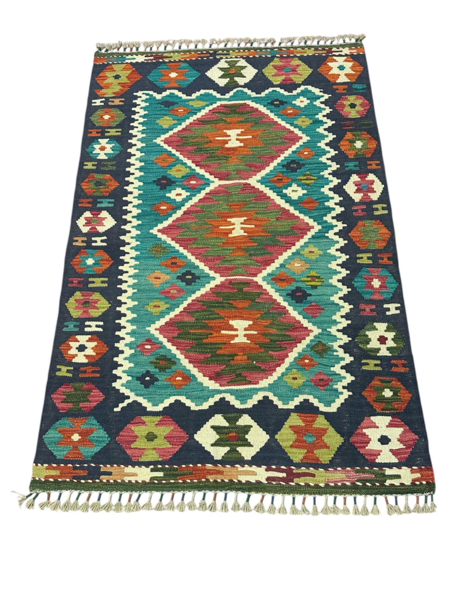 Hand-Woven Afghani Kilim Wool Rug 3'4" x 5'