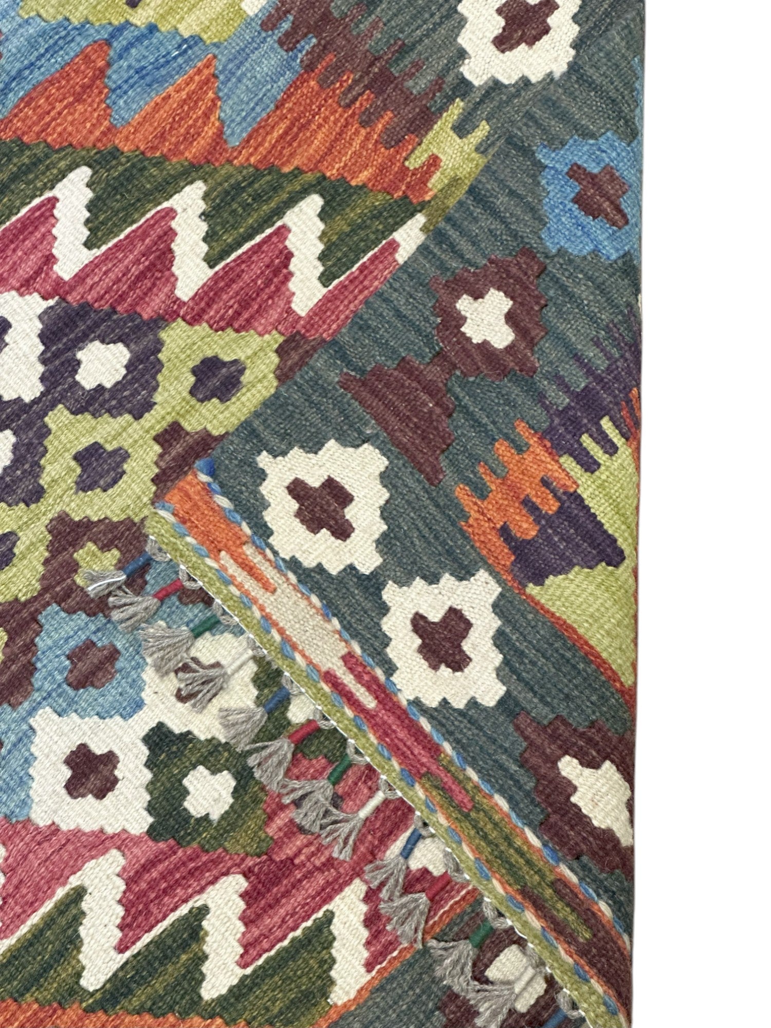 Hand-Woven Afghani Kilim Wool Rug 2'9" x 4'4"