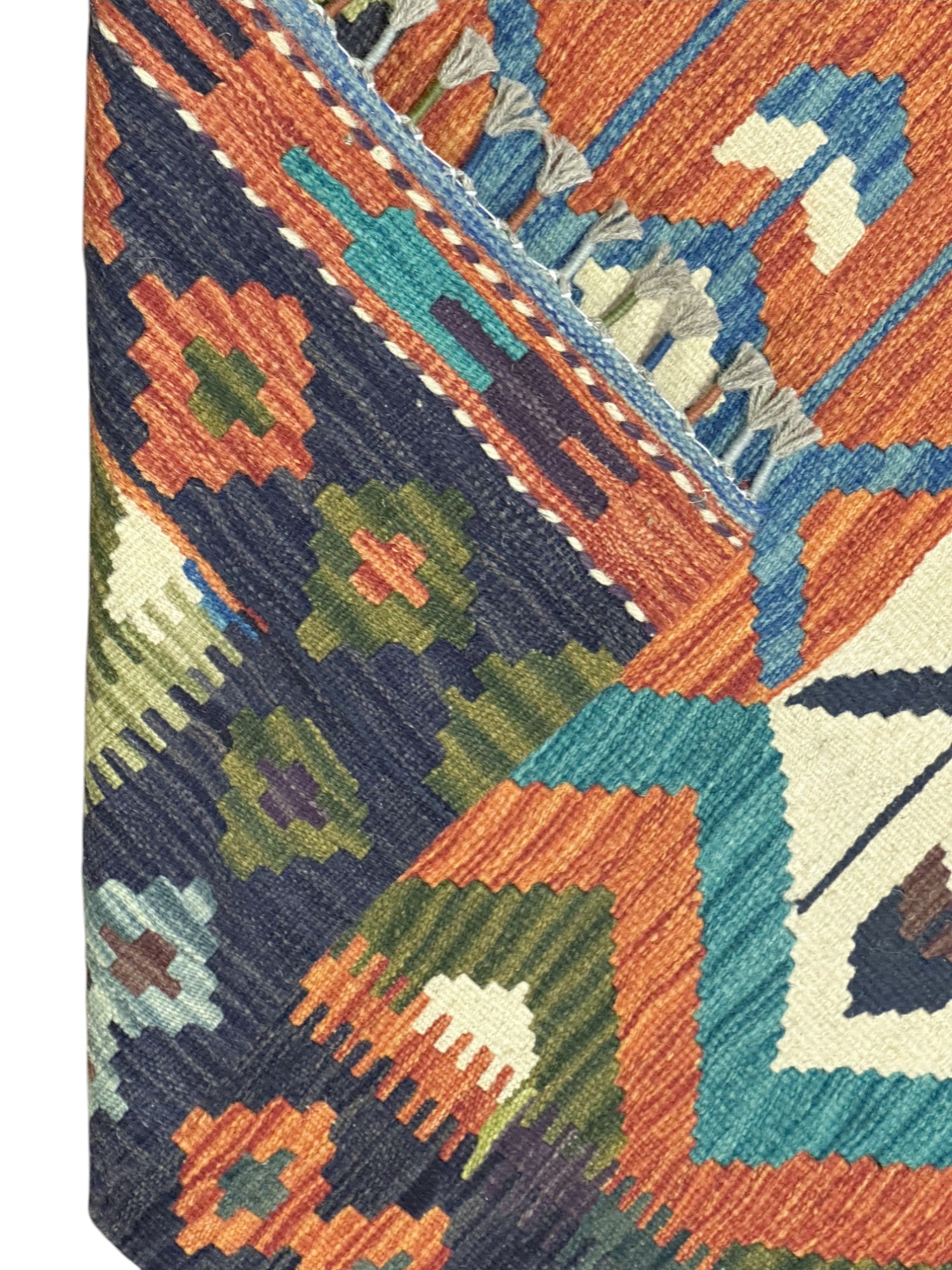 Hand-Woven Afghani Kilim Wool Rug 2'8" x 4'4"