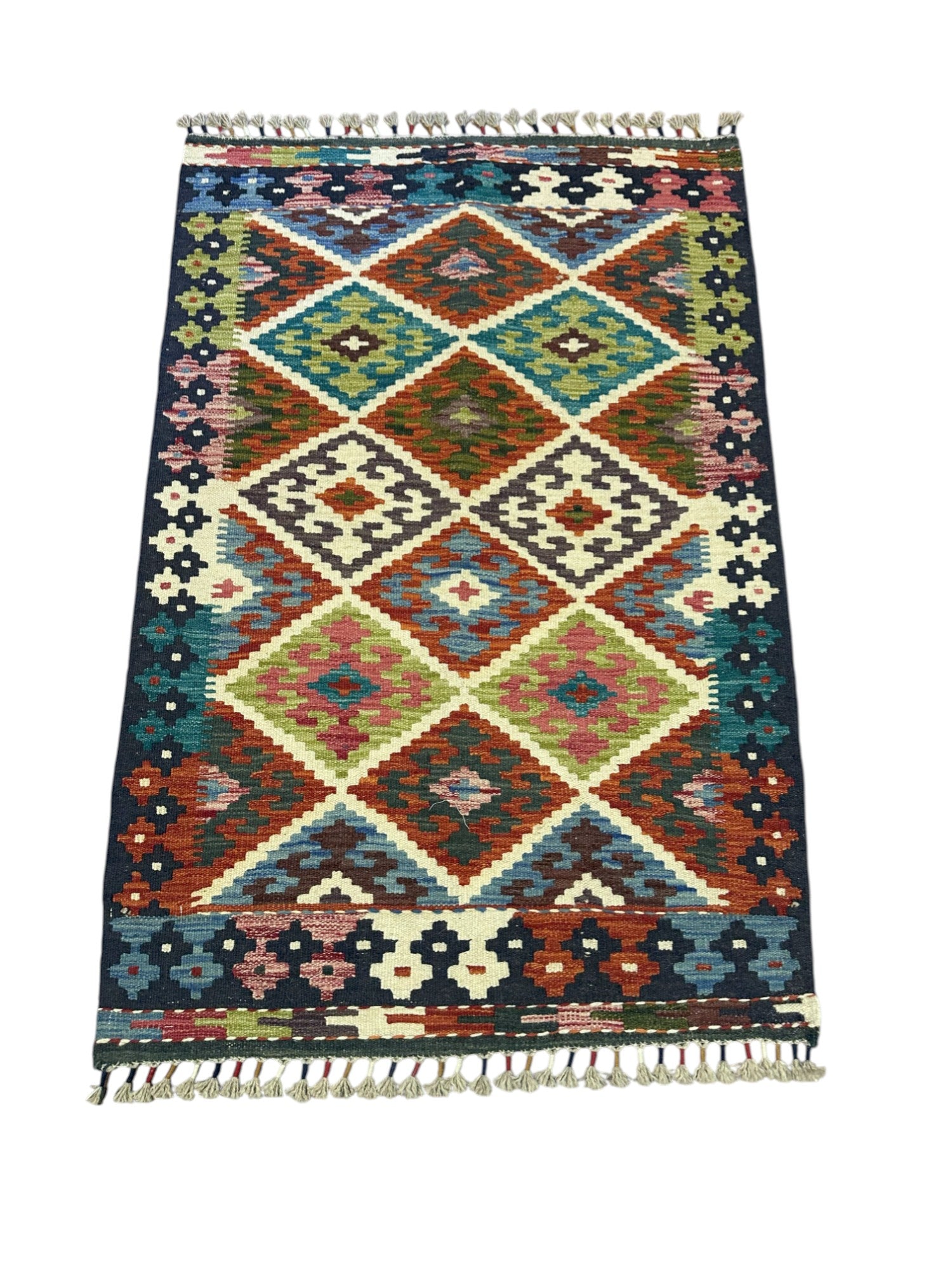 Hand-Woven Afghani Kilim Wool Rug 2'9" x 4'3"