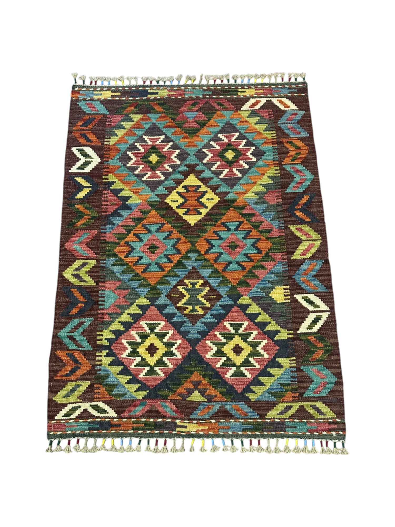 Hand-Woven Afghani Kilim Wool Rug 2'11" x 4'