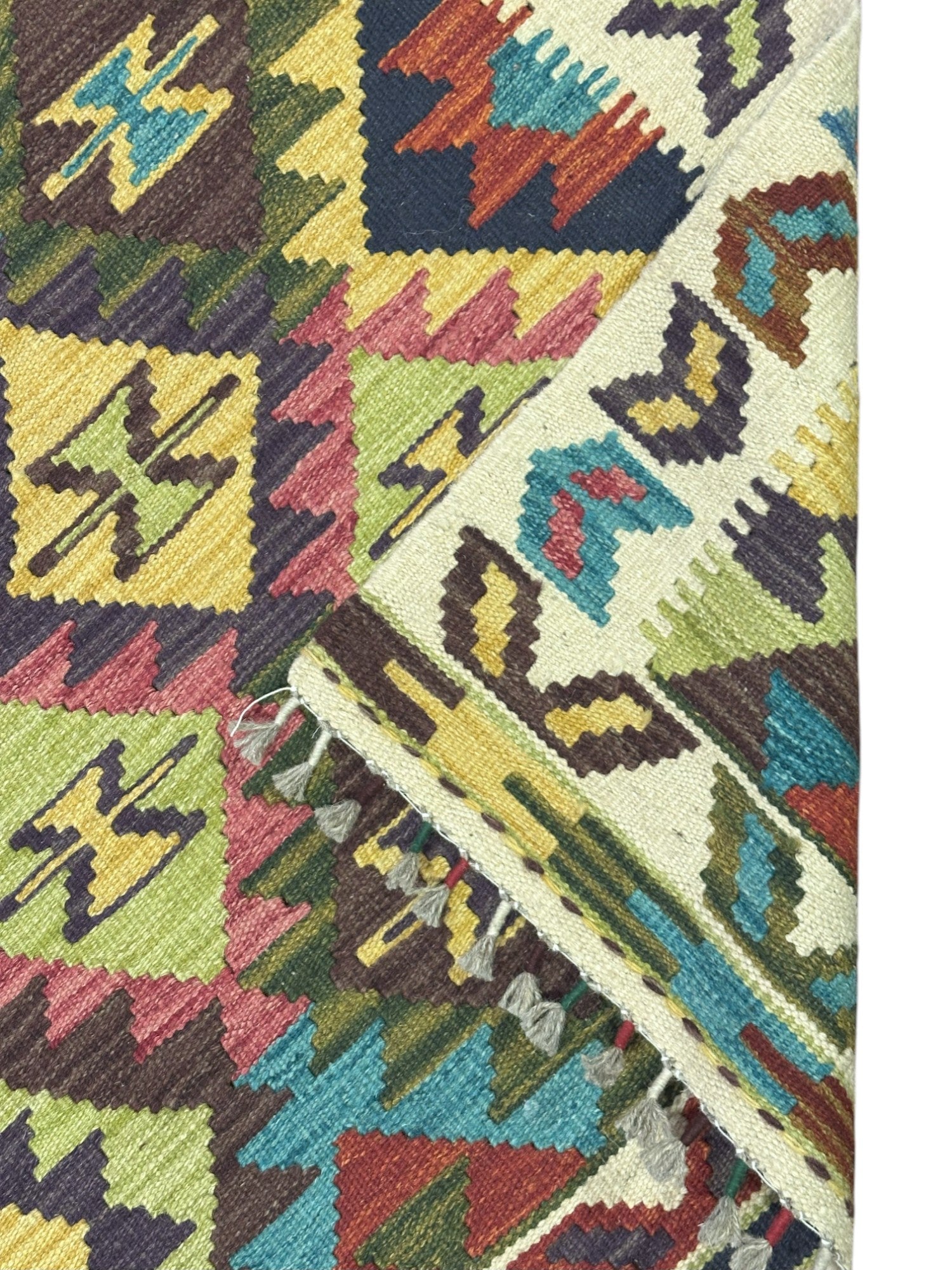 Hand-Woven Afghani Kilim Wool Rug 2'9" x 3'7"