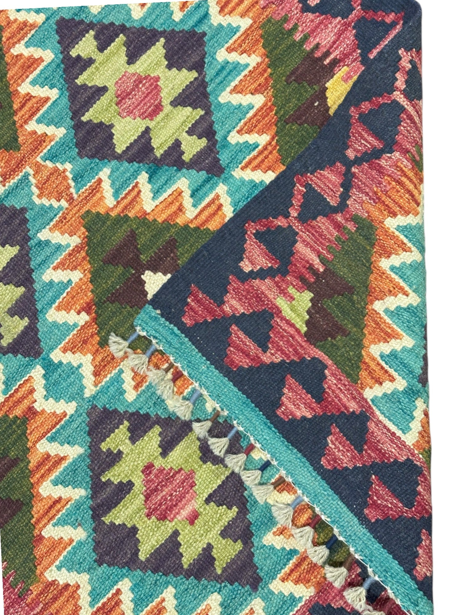 Hand-Woven Afghani Kilim Wool Rug 2'9" x 4'1"