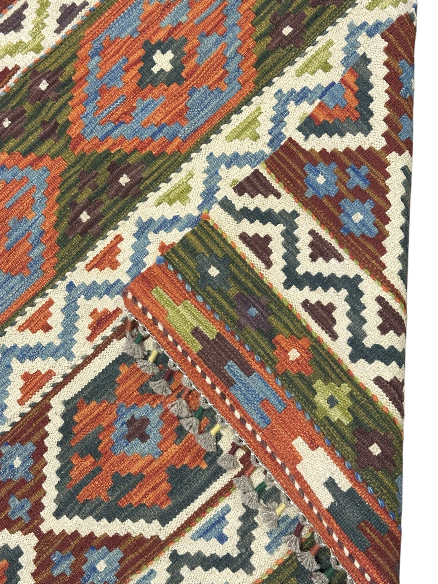 Hand-Woven Afghani Kilim Wool Rug 2'8" x 4'2"