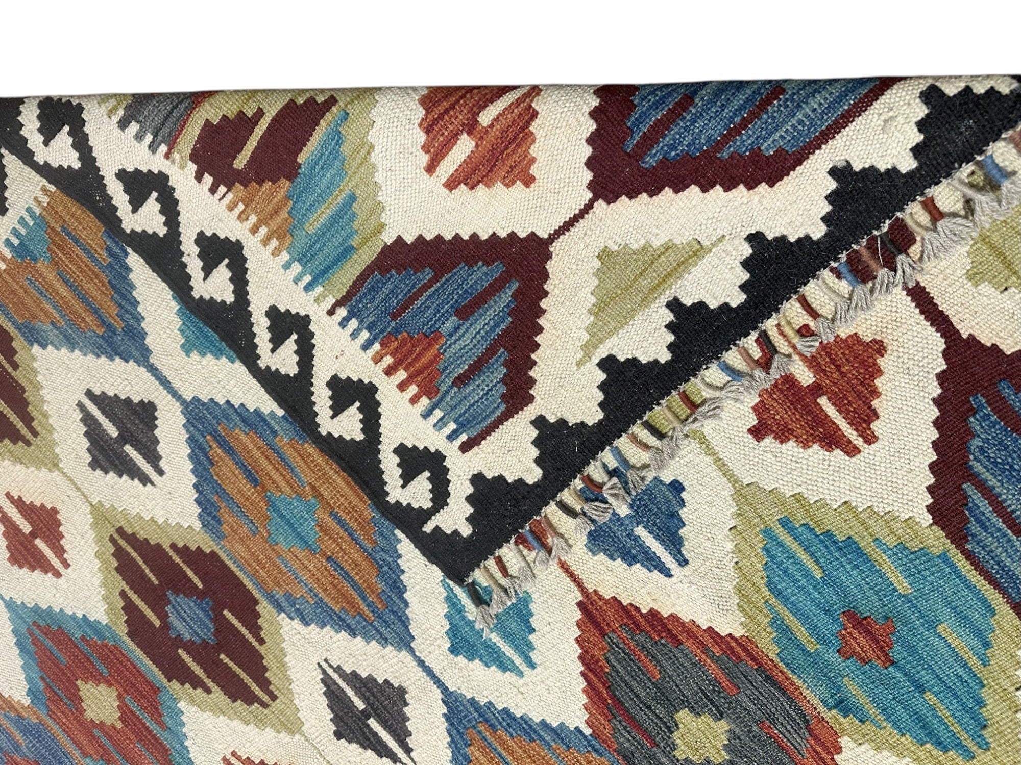Hand-Woven Afghani Kilim Wool Rug 6'6" x 10'3"