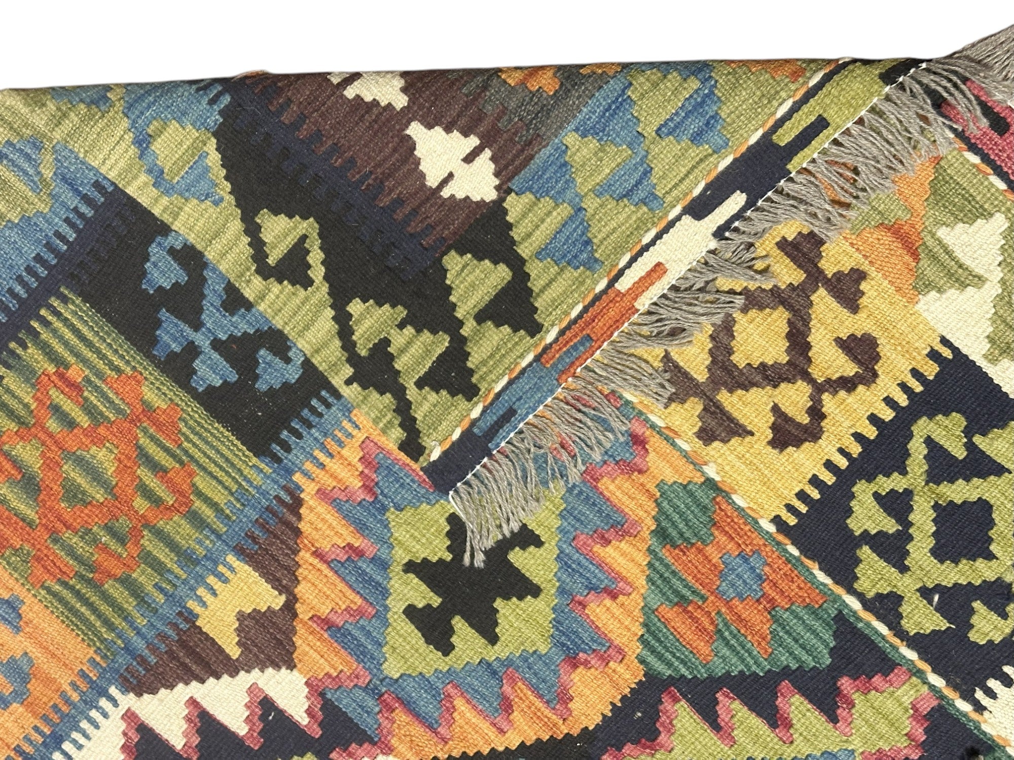 Hand-Woven Afghani Kilim Wool Rug 5' x 6'1"