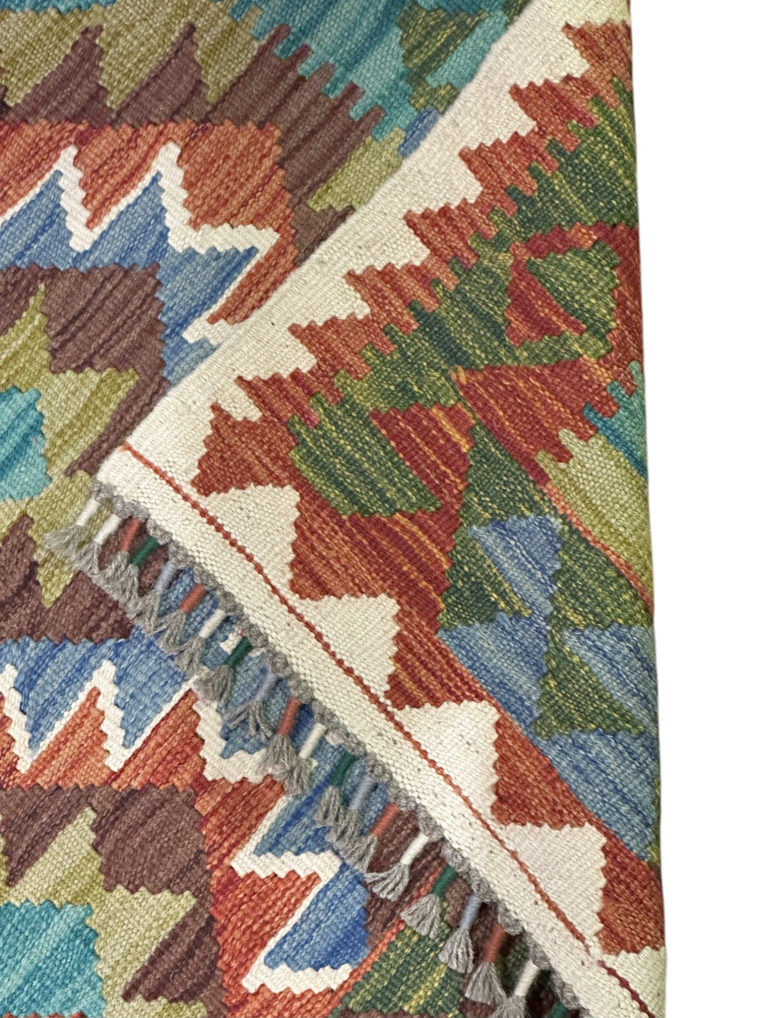 Hand-Woven Afghani Kilim Wool Rug 2'8" x 3'10"