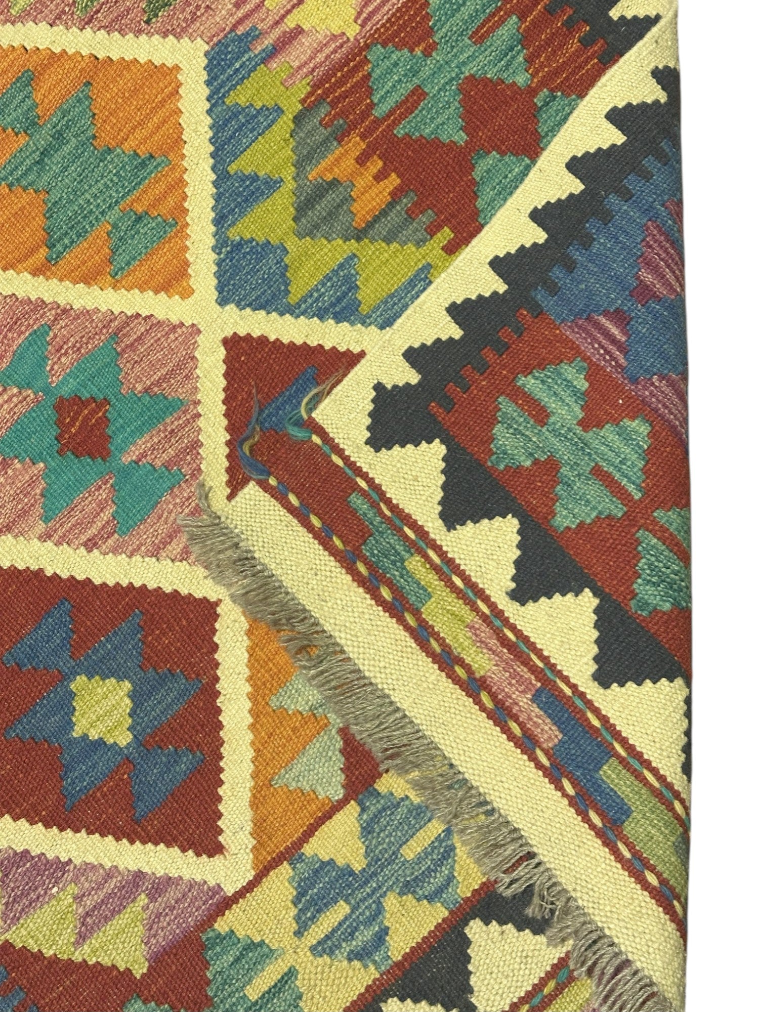 Hand-Woven Afghani Kilim Wool Rug 3'3" x 5'3"