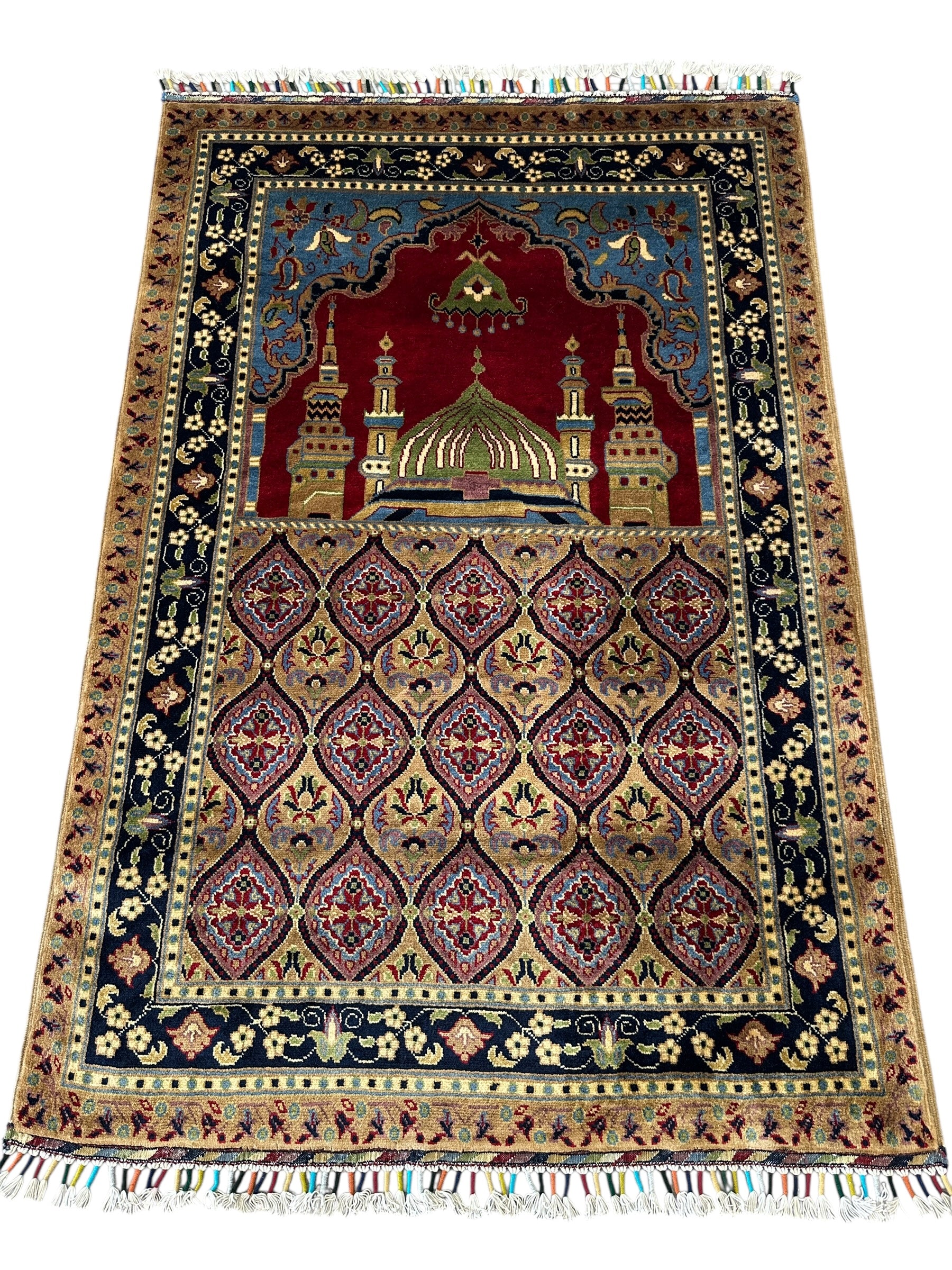Hand-Knotted Super Fine Weave Beljik Afghani Wool Prayer Rug – 2’9″ x 4’1″