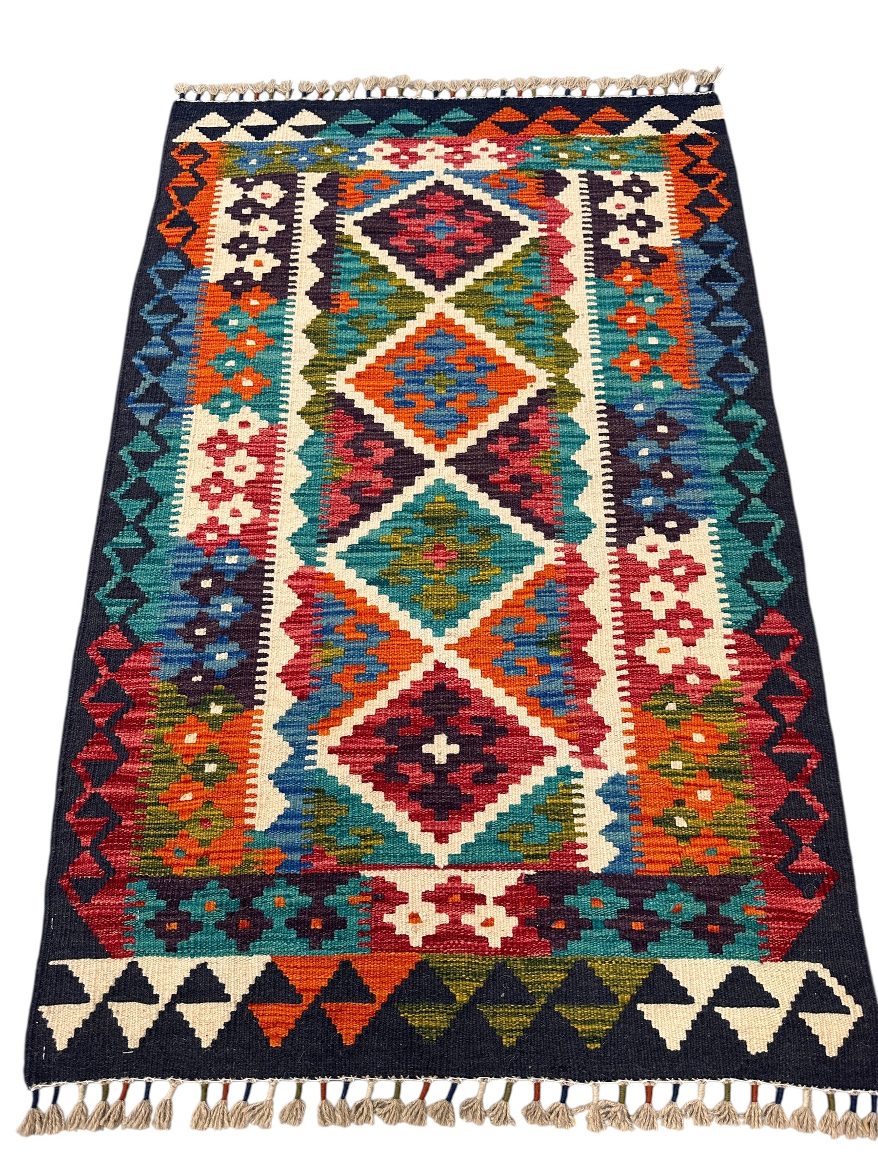 Afghan Kilim Rug – Hand-Woven Wool Tribal Flatweave – 2'10" x 4'4" – New