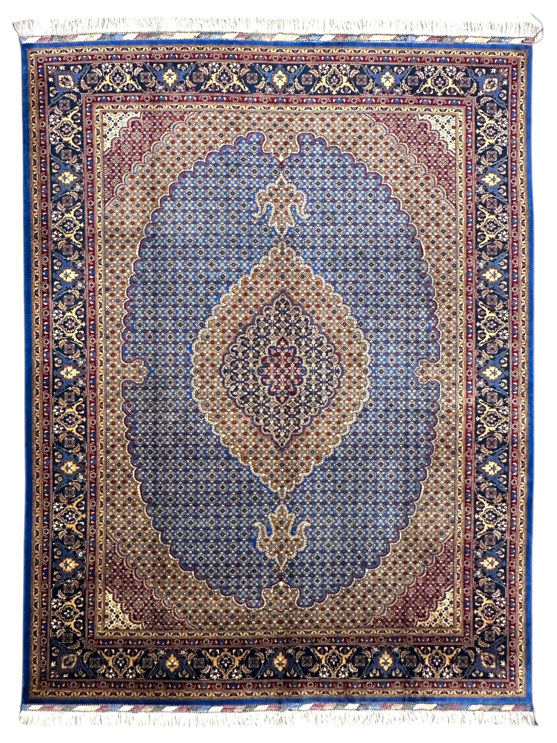 Hand-Knotted Afghani Tabriz Wool Rug | Mahi Fish Design | 9′ x 12′