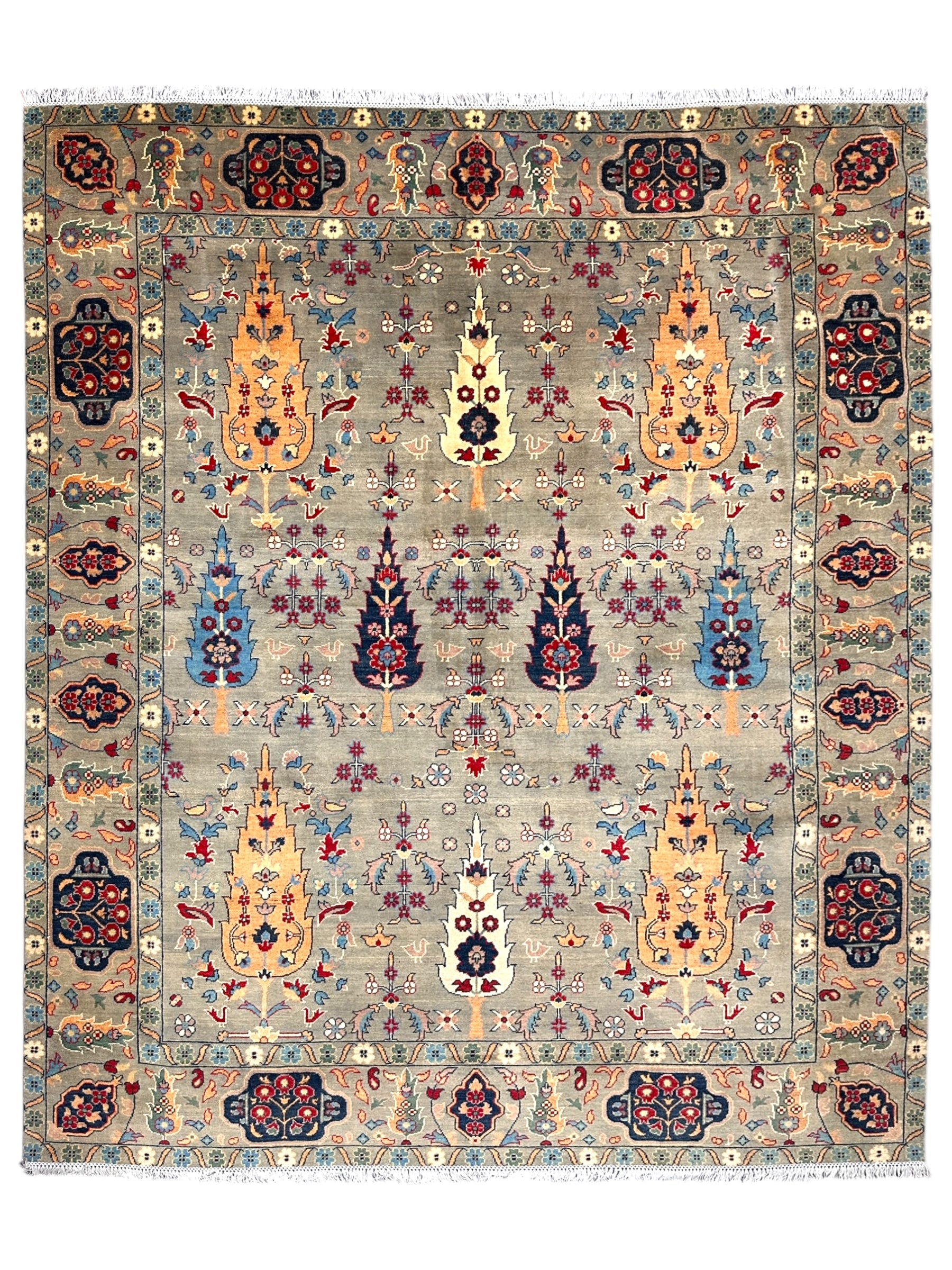 Hand-Knotted Afghani Kazak Wool Rug – 10’1″ x 8’2″