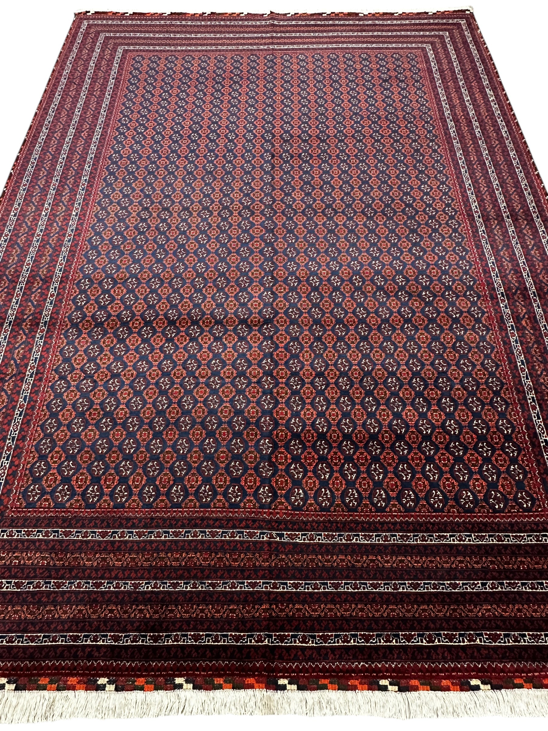 Hand-Knotted Afghani Khwaja Rushna Wool Rug | All-Over Pattern | 8′ x 11′
