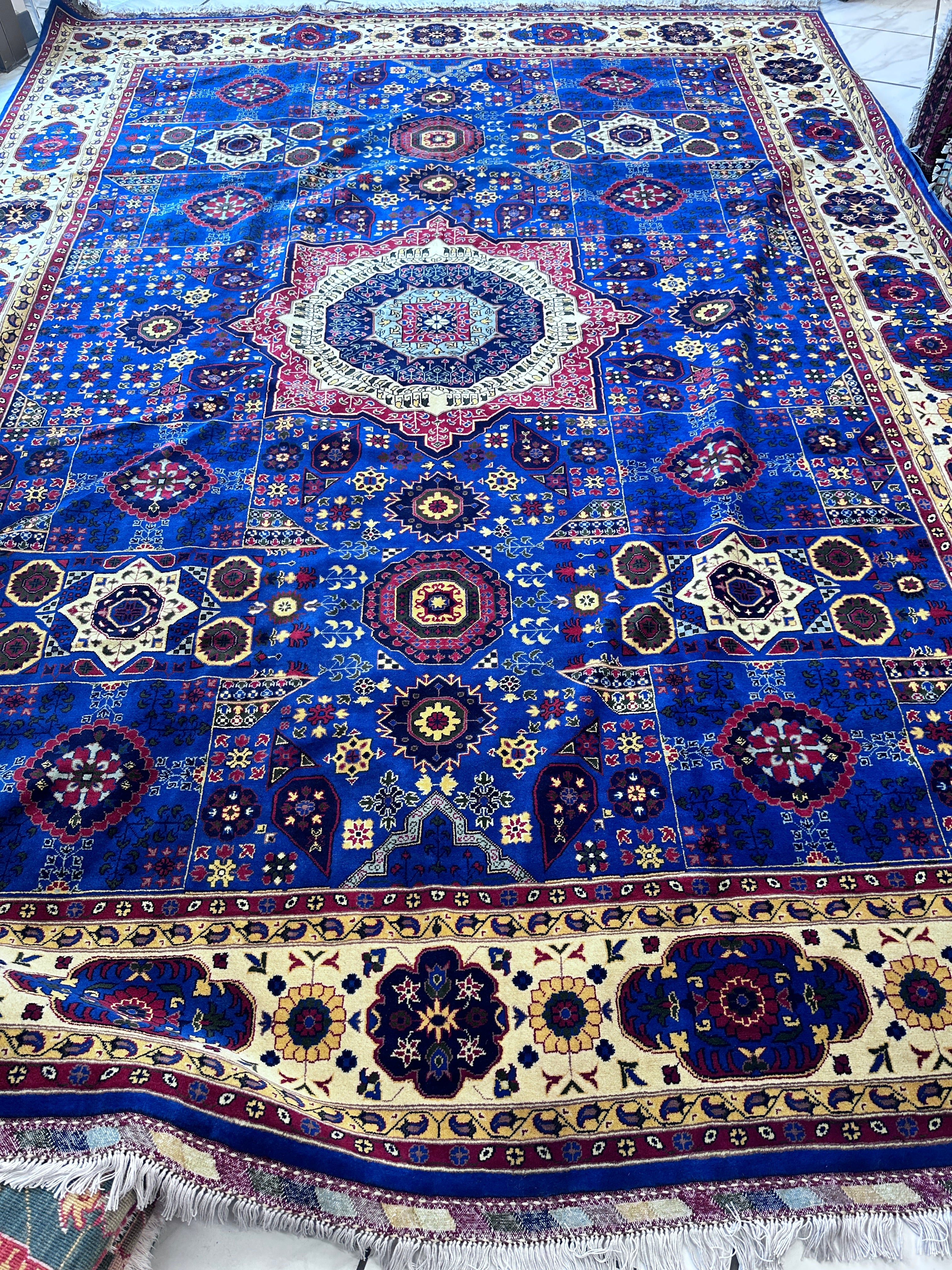 Hand-Knotted Afghani Mamluk Wool Rug – 10 x 14