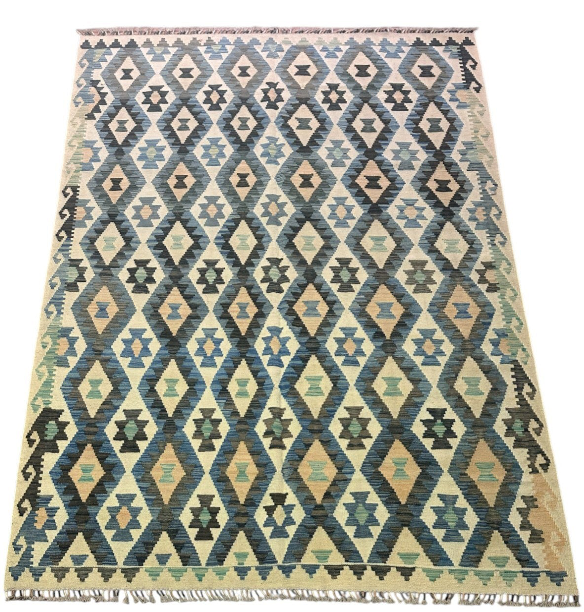 Hand-Woven Afghani Kilim Wool Rug 6'8" x 9'9"
