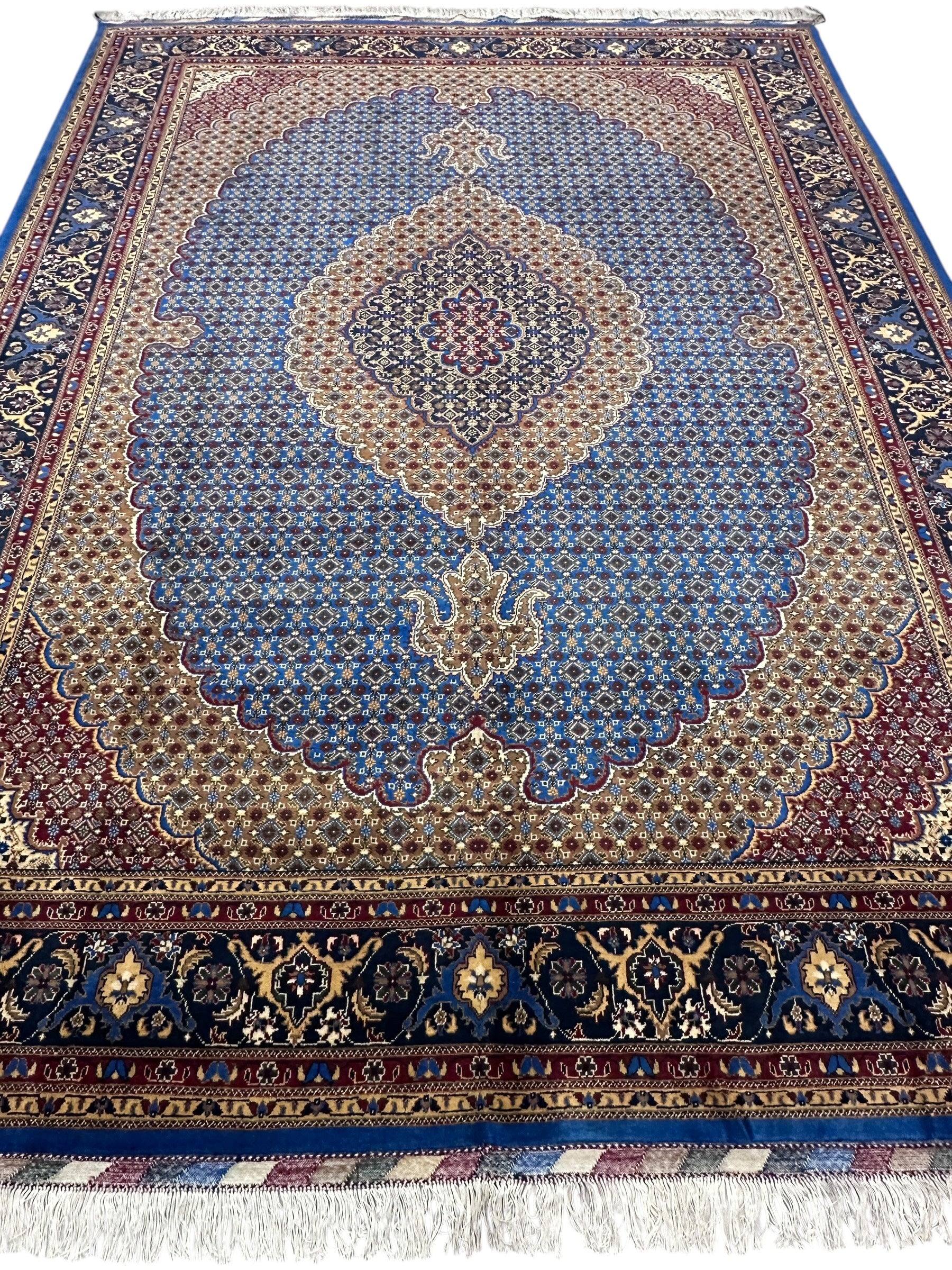 Hand-Knotted Afghani Tabriz Wool Rug | Mahi Fish Design | 9′ x 12′