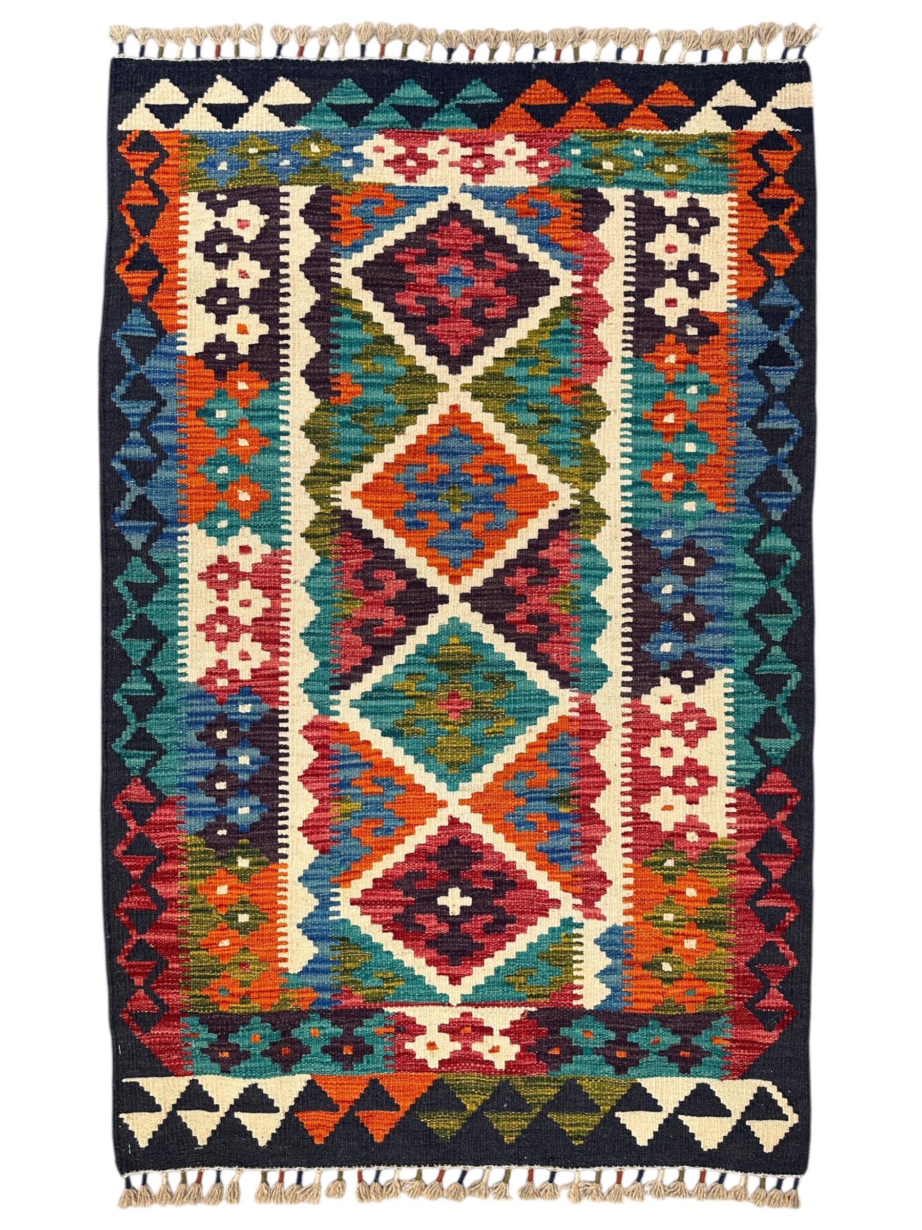 Afghan Kilim Rug – Hand-Woven Wool Tribal Flatweave – 2'10" x 4'4" – New