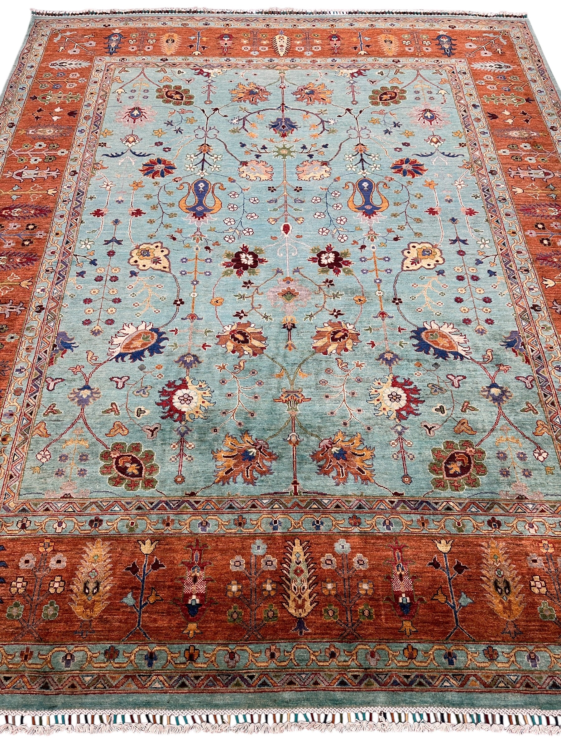 Hand-Knotted Afghani Chobi Ghazni Wool Rug | Floral Design | 8′ x 10′