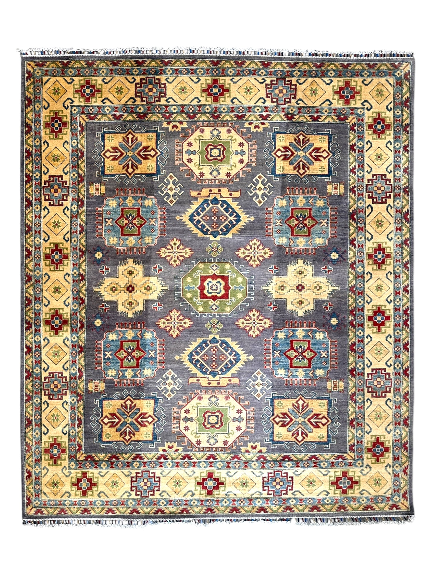 Hand-Knotted Afghan Kazak Wool Rug | Tribal | 8′ x 10′