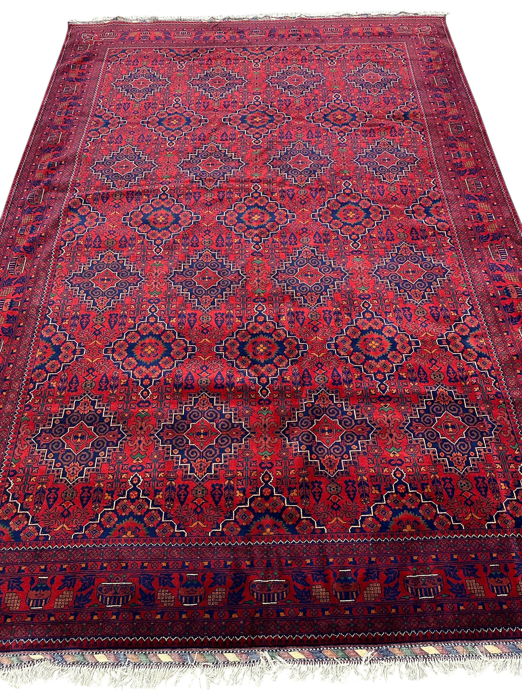 Hand-Knotted Afghani Zerkhaki Wool Rug – 8’3″ x 12’